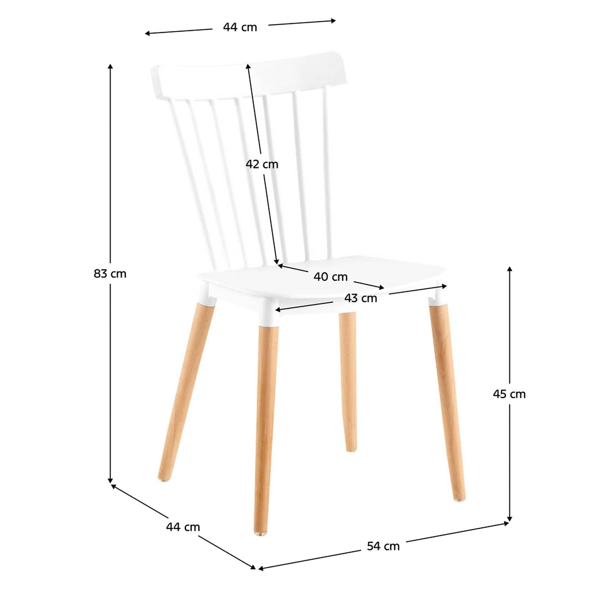 Scaun ZOSIMA, alb/fag, plastic/lemn de fag, 54x44x83 cm