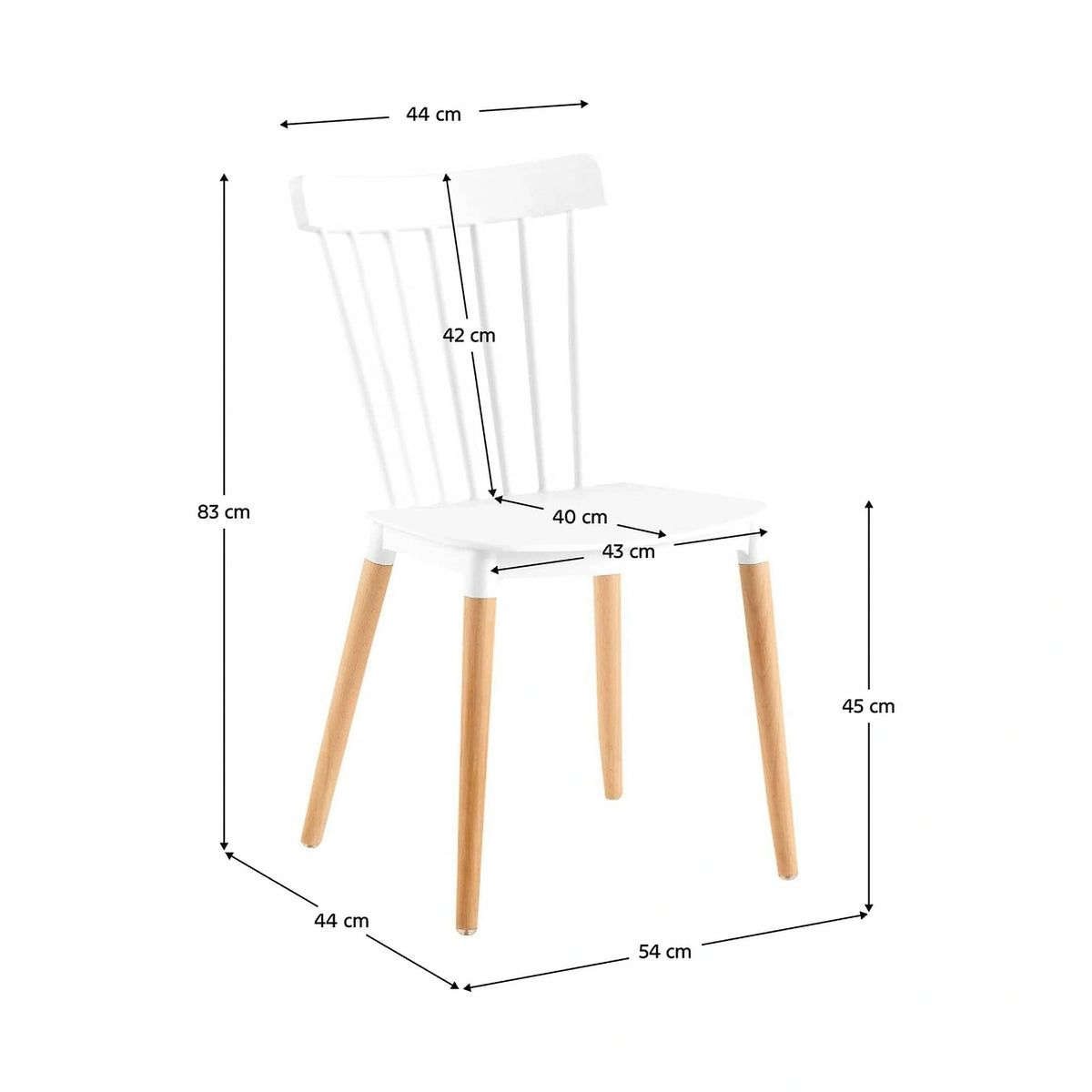 Scaun ZOSIMA, alb/fag, plastic/lemn de fag, 54x44x83 cm