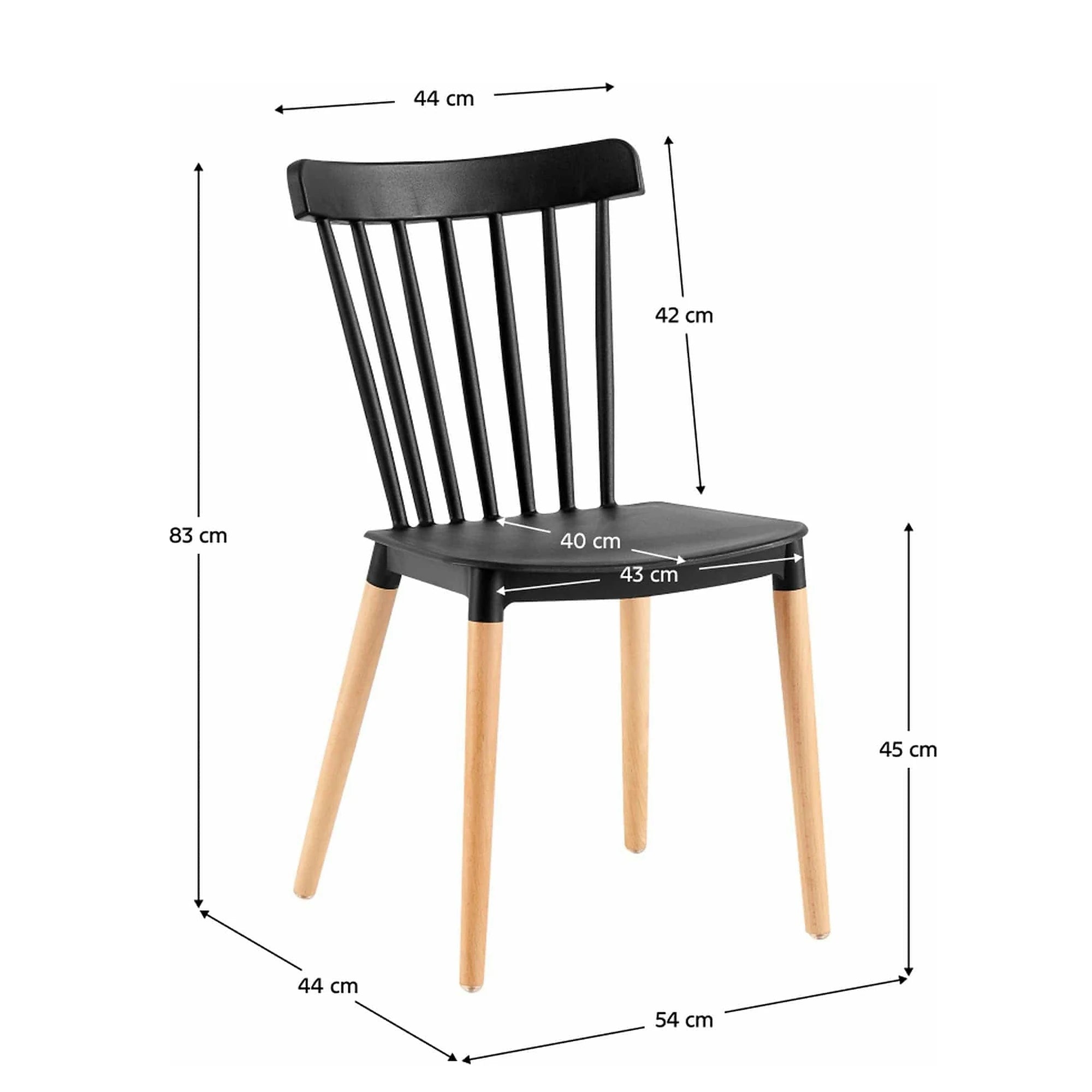 Scaun ZOSIMA, negru/fag, plastic/lemn, 54x44x83 cm