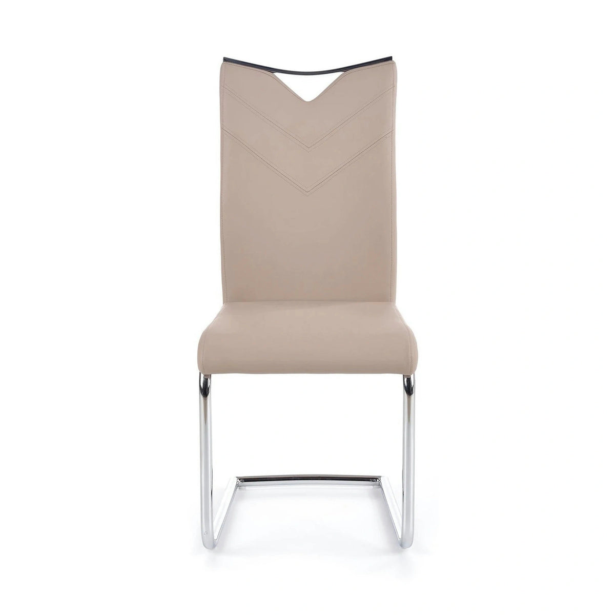 Scaune bucatarie inox K224, cappuccino/crom, piele ecologica/metal, 44x54x100 cm