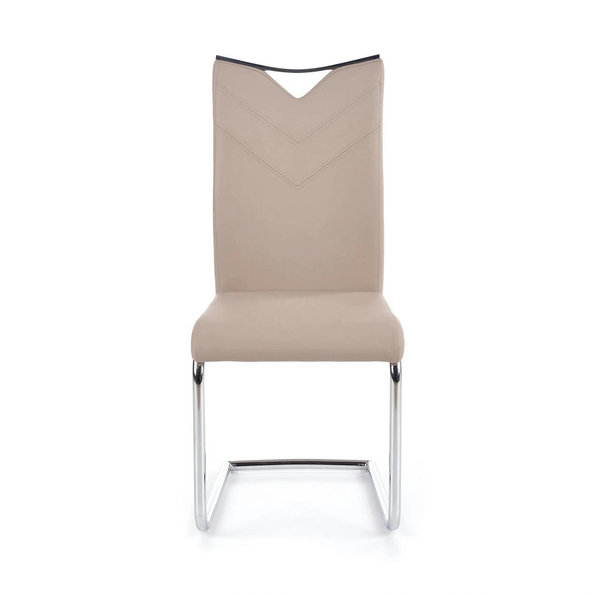 Scaune bucatarie inox K224, cappuccino/crom, piele ecologica/metal, 44x54x100 cm