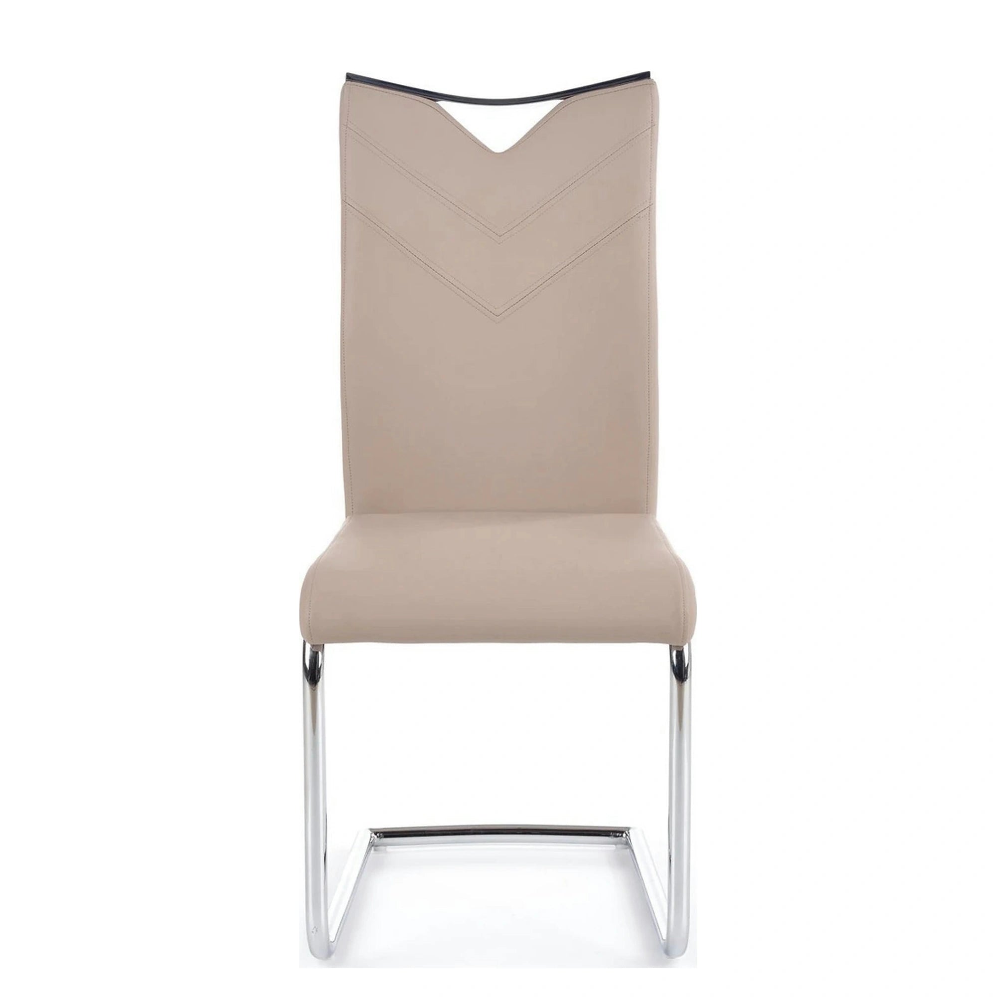 Scaune bucatarie inox K224, cappuccino/crom, piele ecologica/metal, 44x54x100 cm