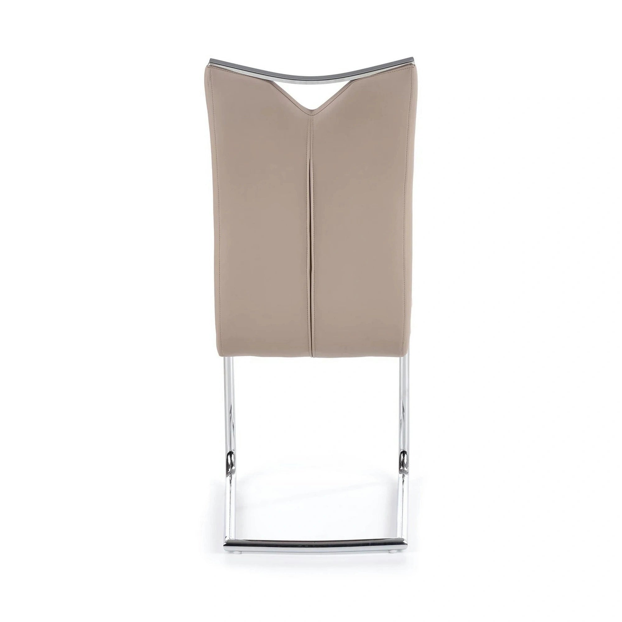 Scaune bucatarie inox K224, cappuccino/crom, piele ecologica/metal, 44x54x100 cm