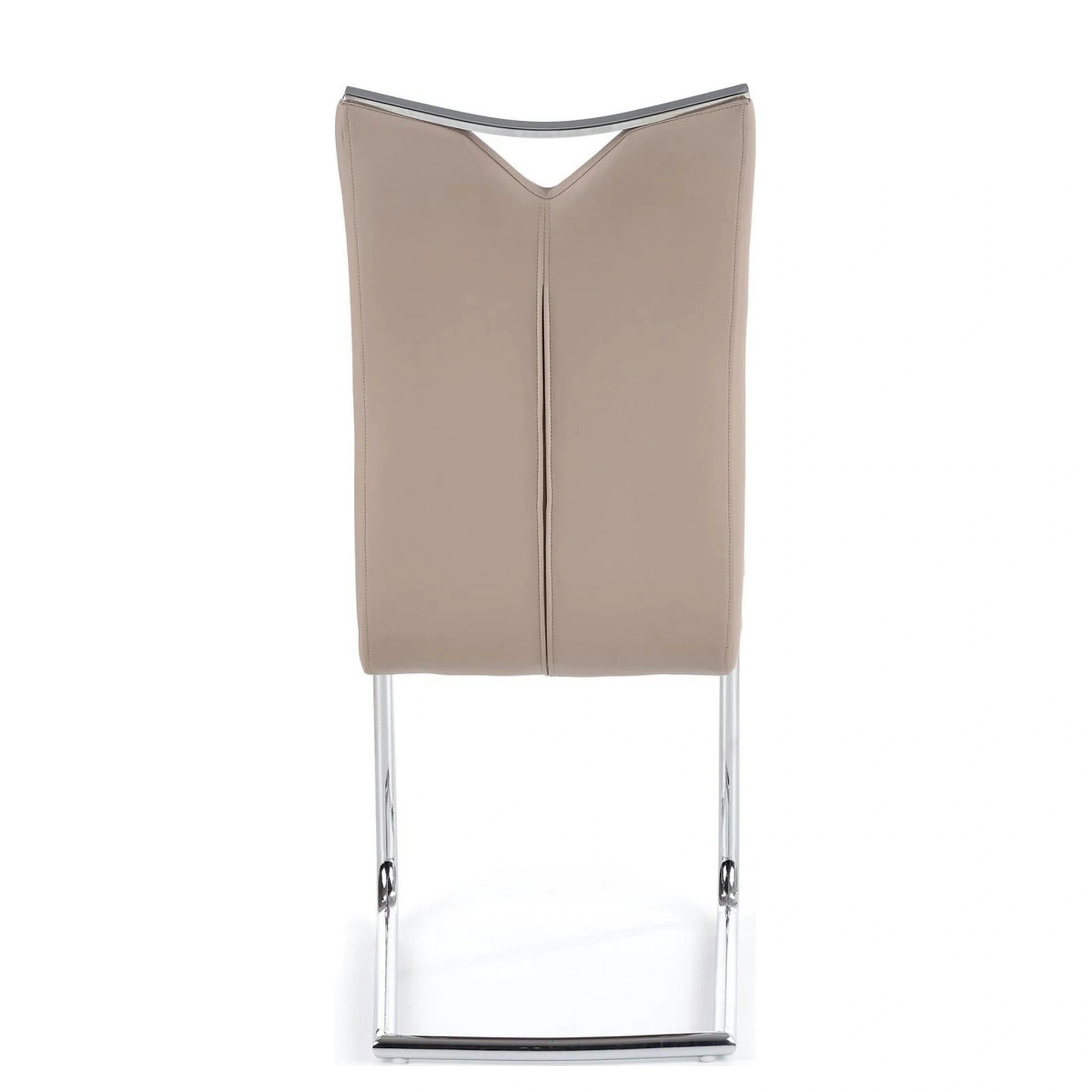 Scaune bucatarie inox K224, cappuccino/crom, piele ecologica/metal, 44x54x100 cm