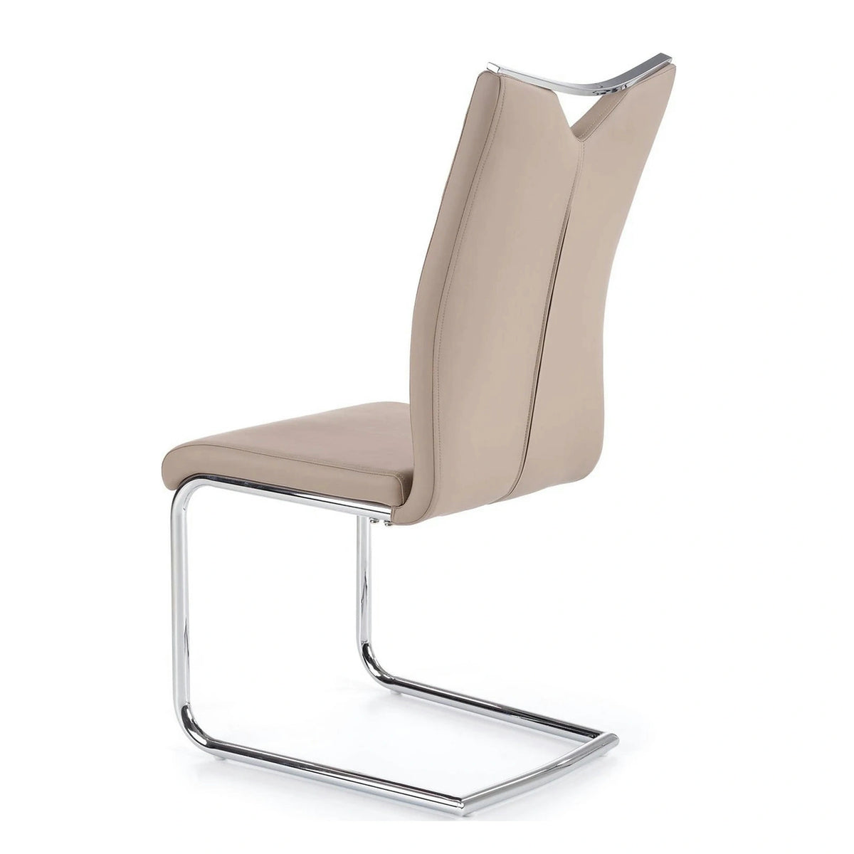 Scaune bucatarie inox K224, cappuccino/crom, piele ecologica/metal, 44x54x100 cm