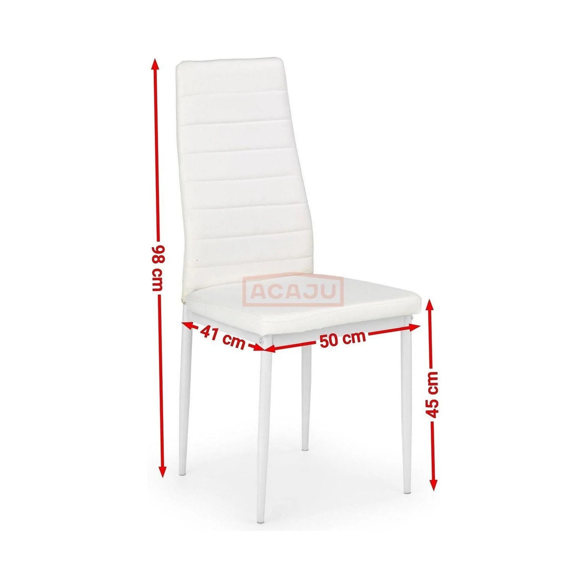 Scaune bucatarie K70, alb, piele ecologica/metal, 41x50x98 cm