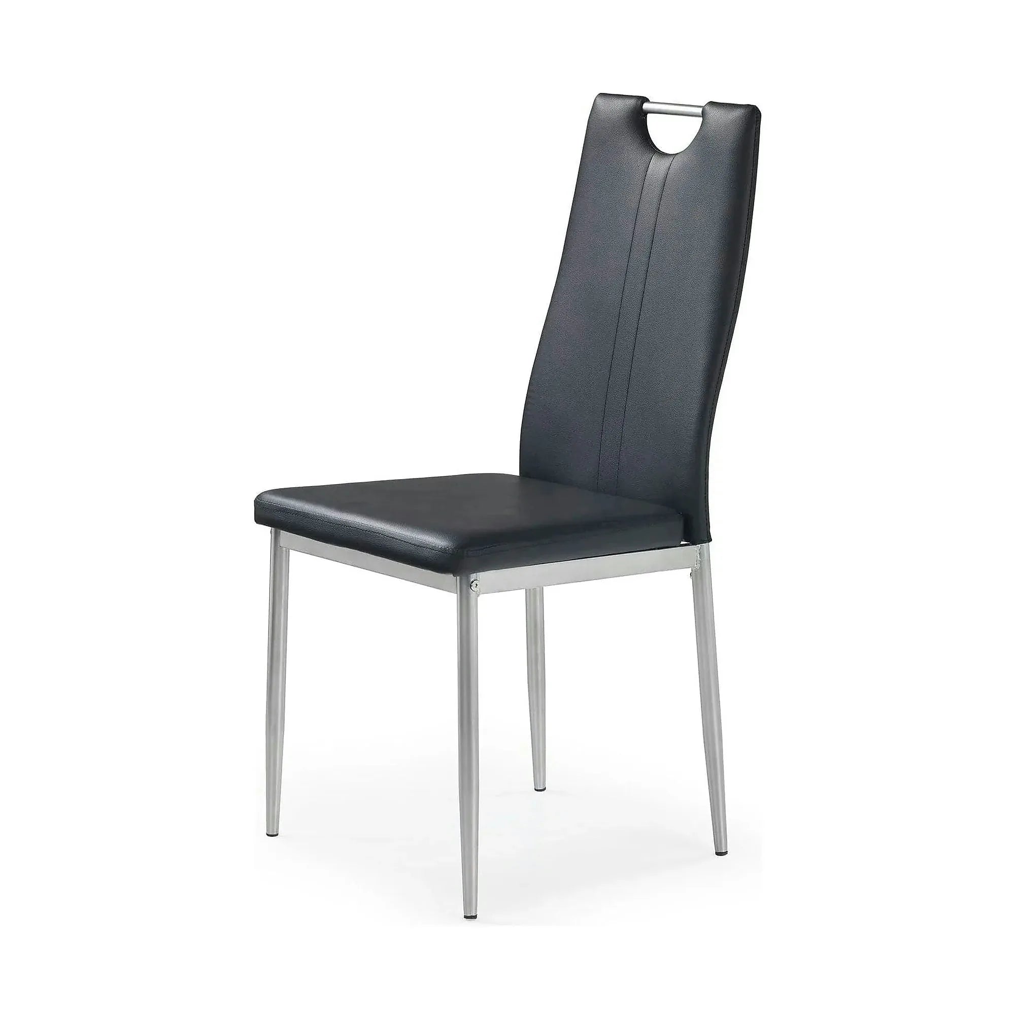 Scaune dining K202, negru/crom, piele ecologica/metal, 44X54X97 CM