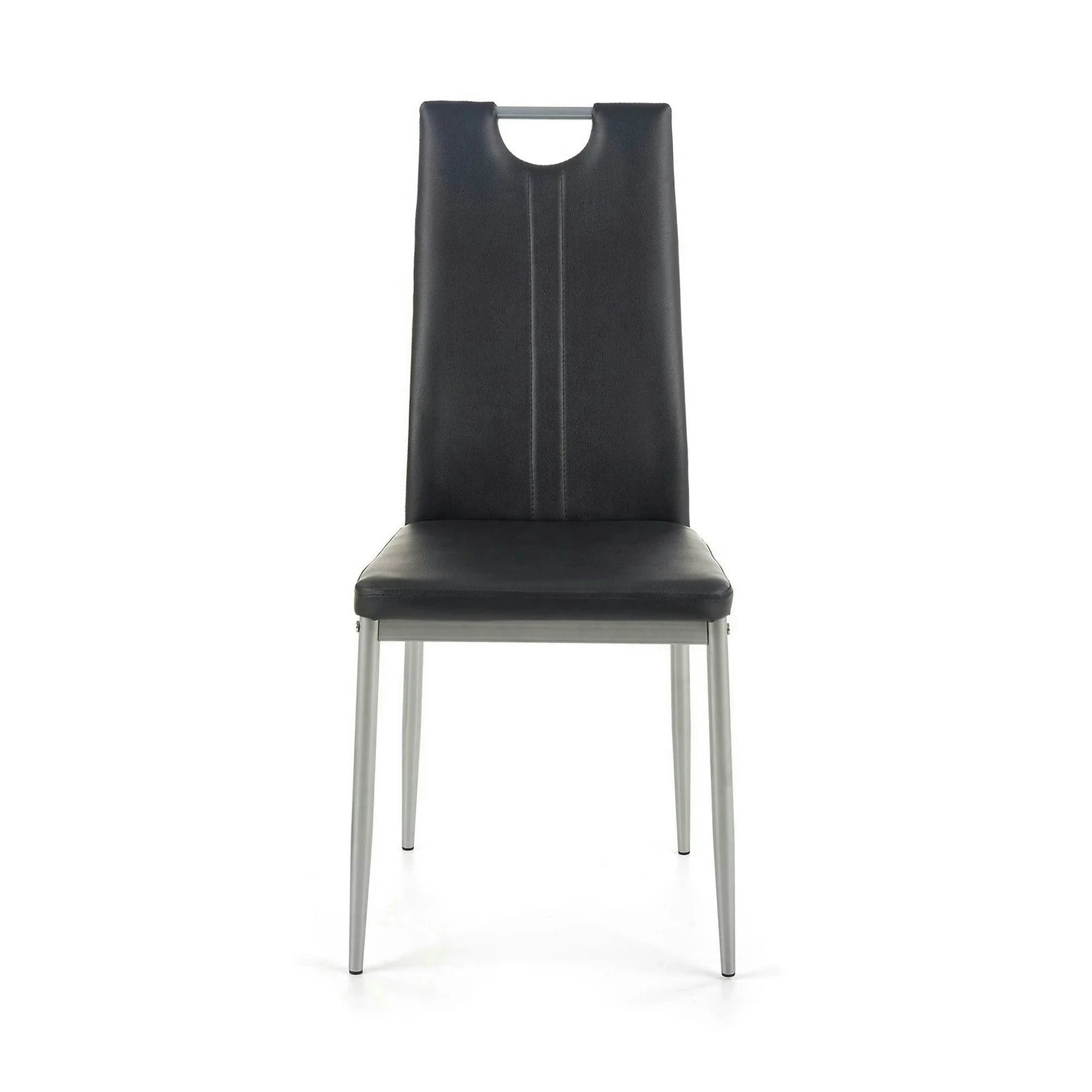 Scaune dining K202, negru/crom, piele ecologica/metal, 44X54X97 CM