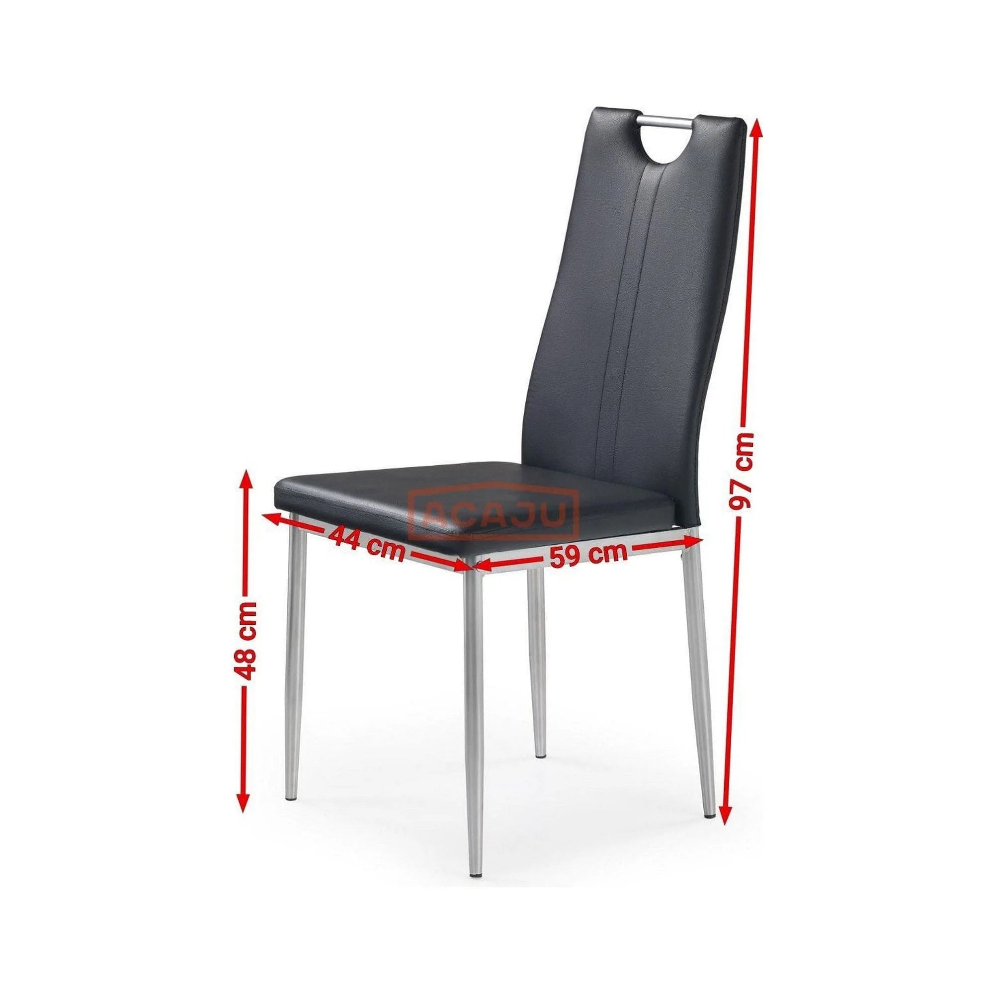 Scaune dining K202, negru/crom, piele ecologica/metal, 44X54X97 CM