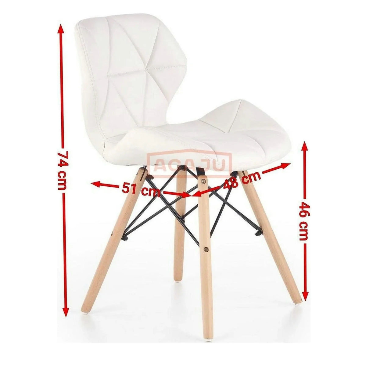 Scaune living K281, alb/stejar, piele ecologica/lemn, 48X51X74 CM
