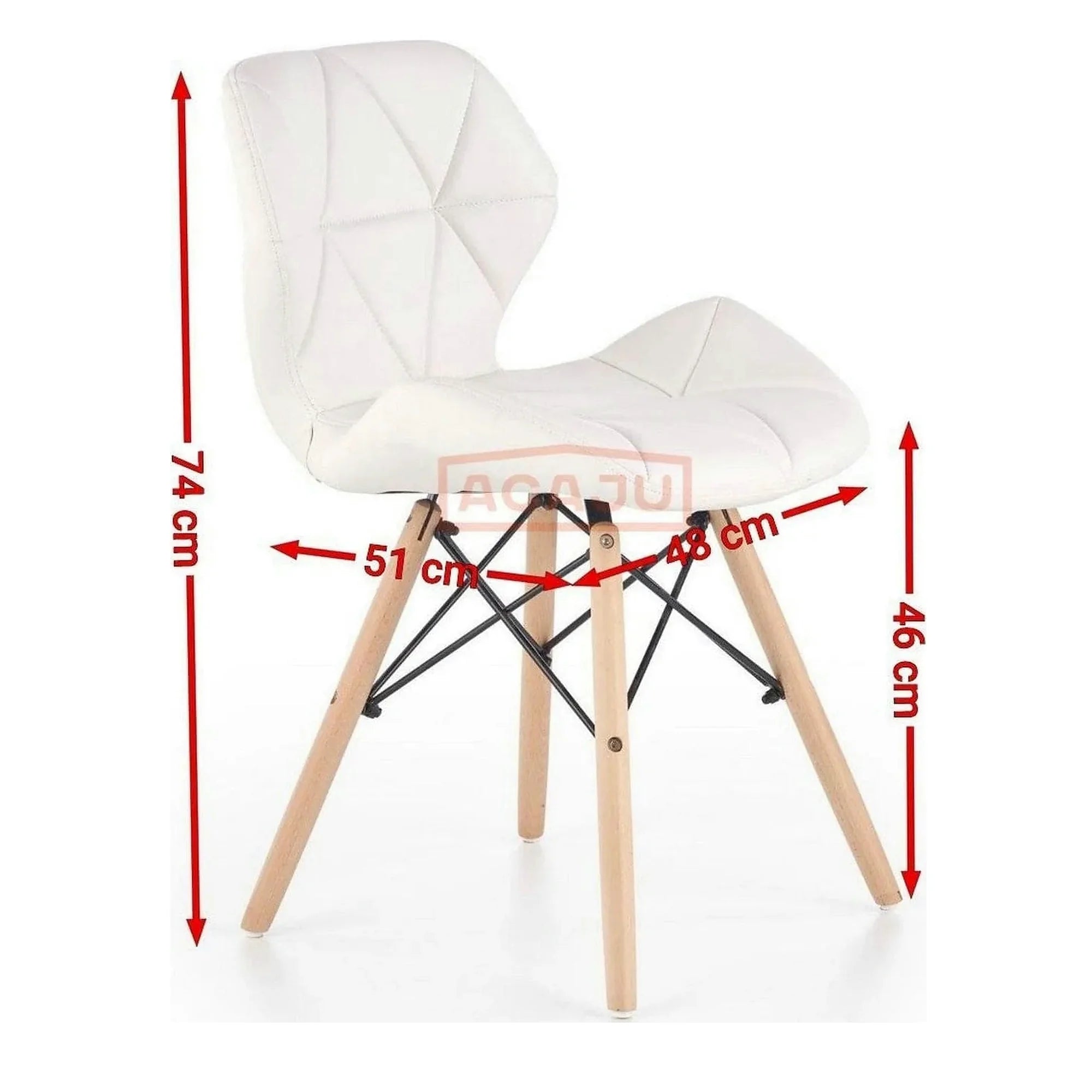 Scaune living K281, alb/stejar, piele ecologica/lemn, 48X51X74 CM