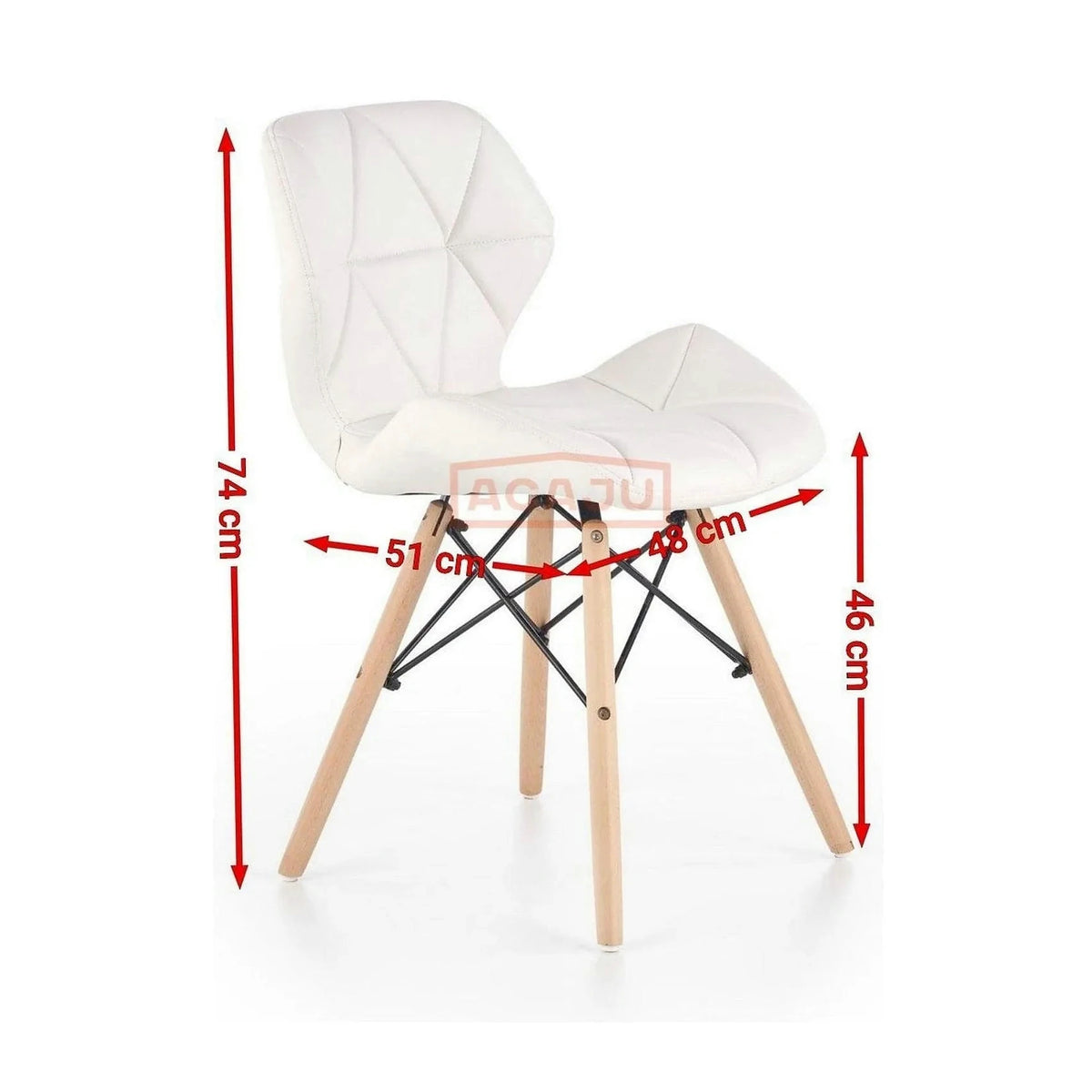Scaune living K281, alb/stejar, piele ecologica/lemn, 48X51X74 CM