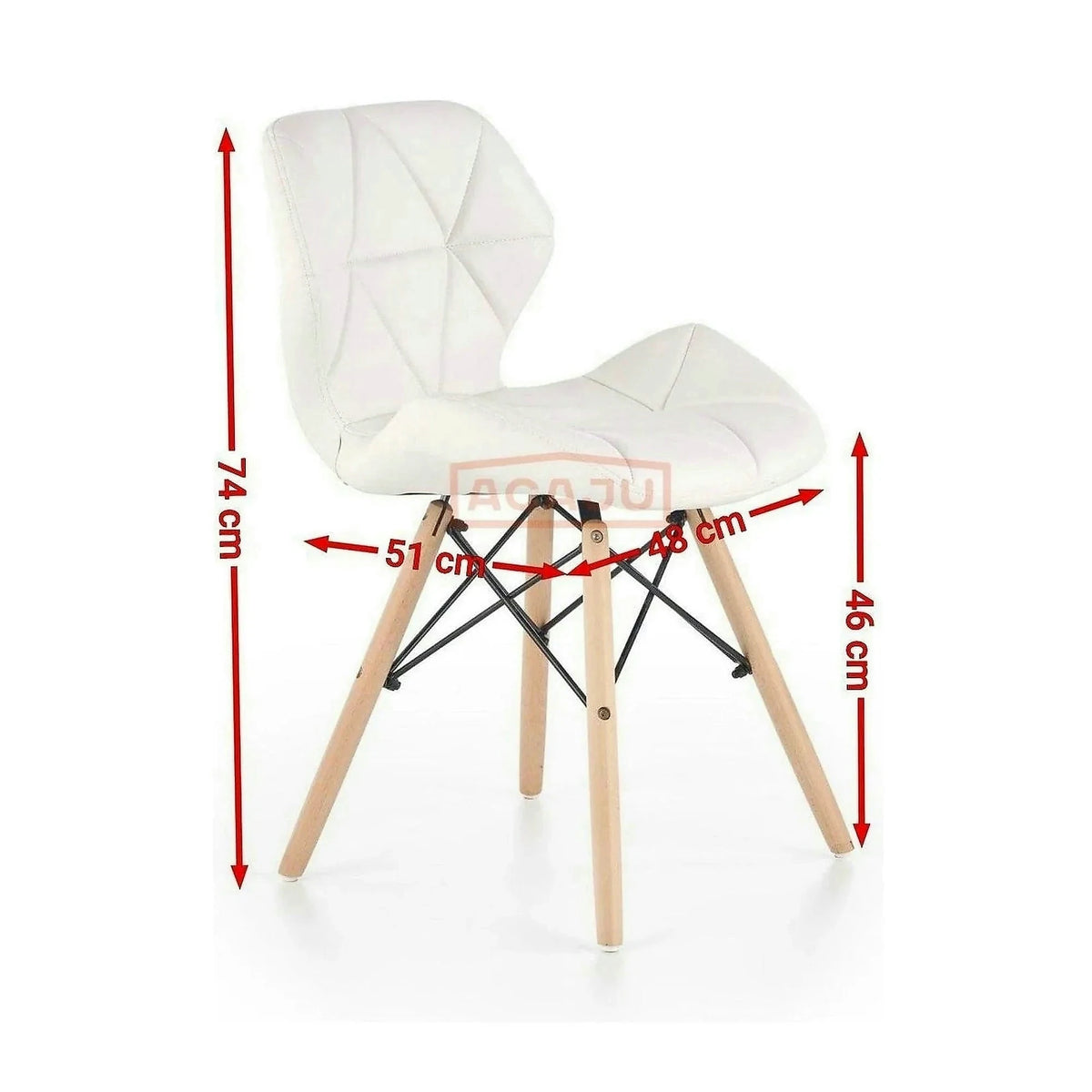 Scaune living K281, alb/stejar, piele ecologica/lemn, 48X51X74 CM