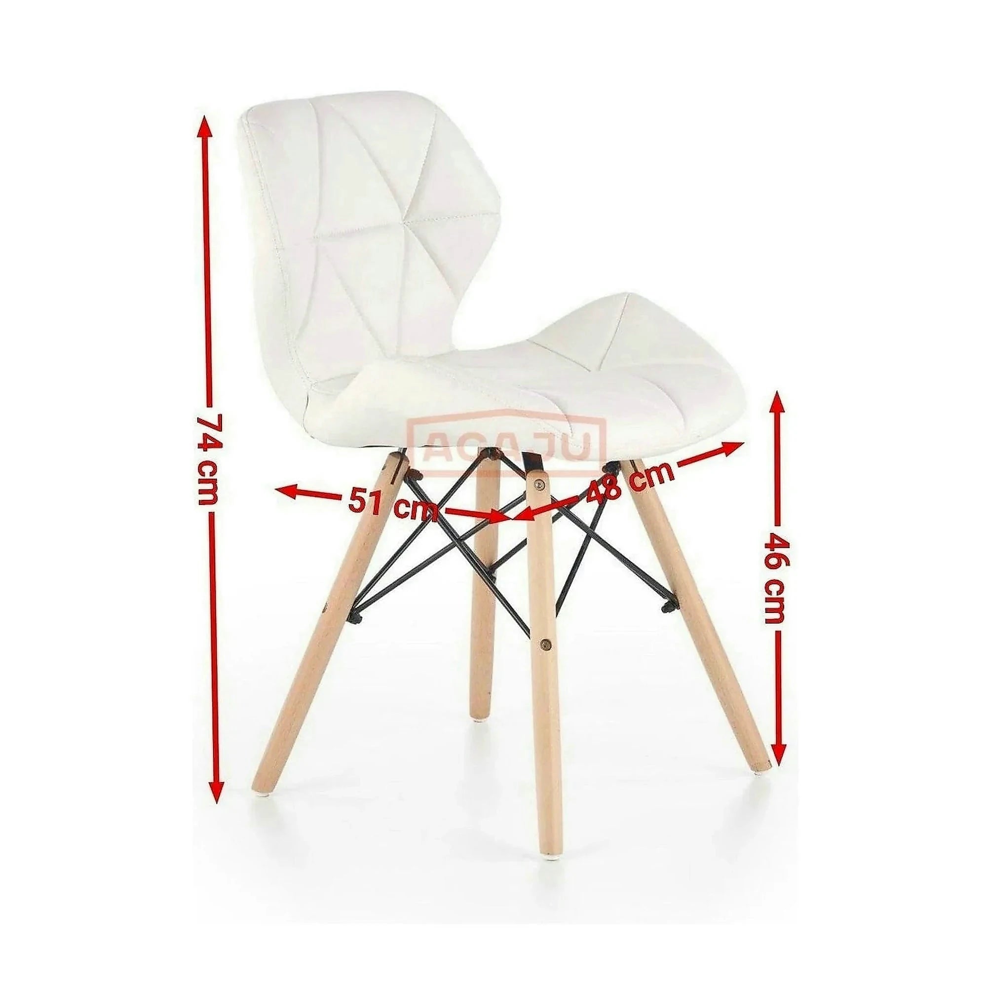 Scaune living K281, alb/stejar, piele ecologica/lemn, 48X51X74 CM