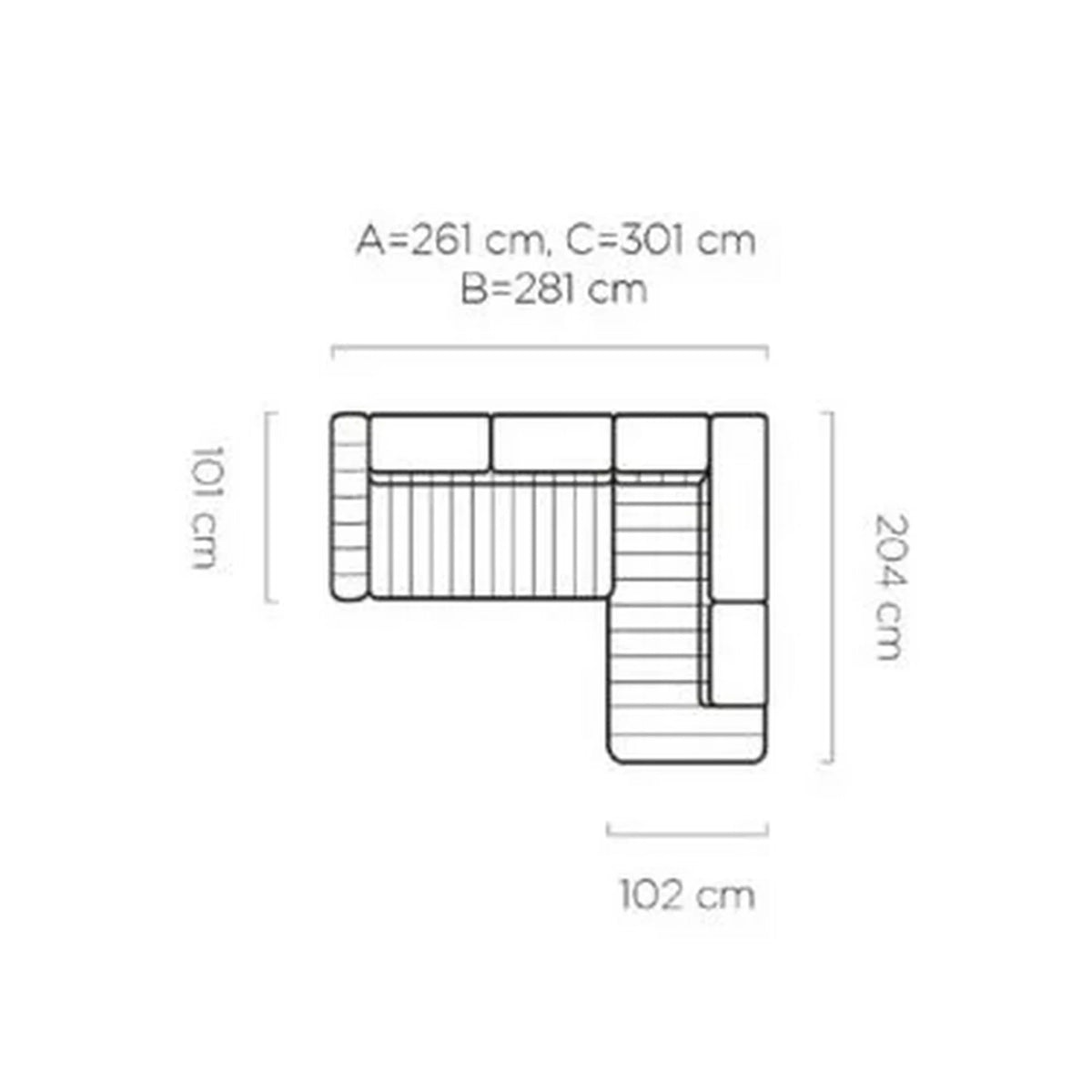 Coltar extensibil GANDI 160, sezlong dreapta, stofa catifelata bej - Vogue 02, Gama Premium, cu lada depozitare, 301x204x99 cm