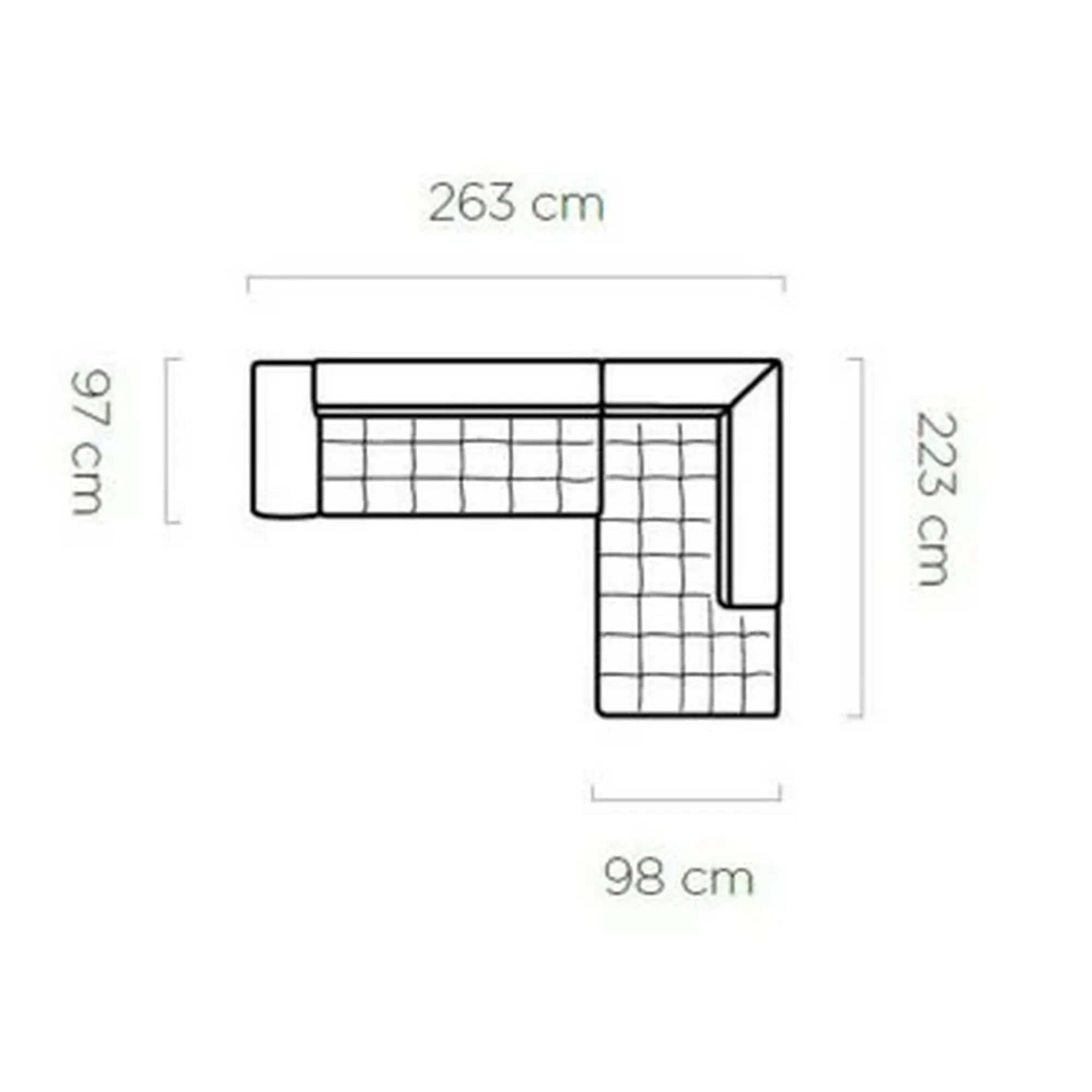 Coltar extensibil SELVA L, sezlong dreapta, stofa catifelata bej - Vogue 1, cu lada depozitare si tetiere reglabile, 263x223x95 cm