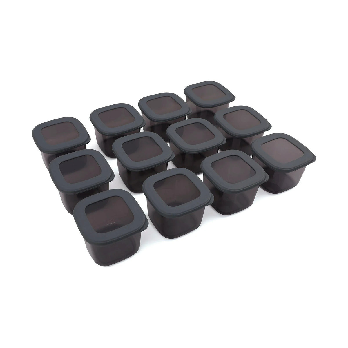 Set 12 cutii depozitare BNMPOLYAS12-5KAS, gri antracit, plastic, 10x10x10 cm