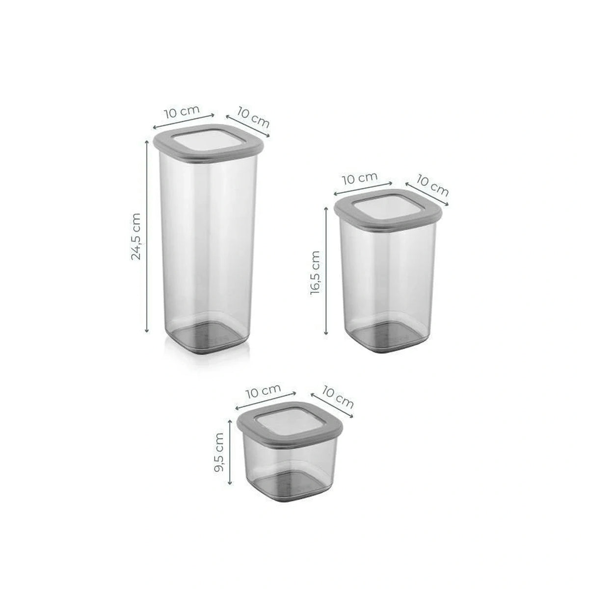 Set 15 cutii depozitare BNMPOLYAS15-51217SRG, gri antracit, plastic