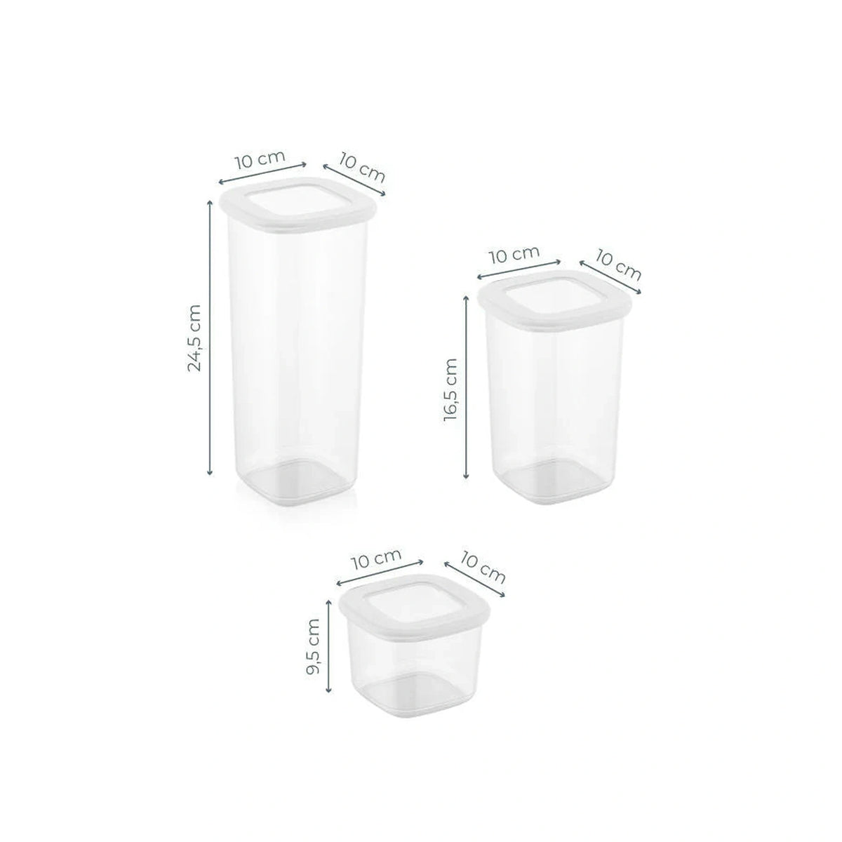 Set 18 cutii depozitare BNMPOLYWS18-51217, alb, plastic