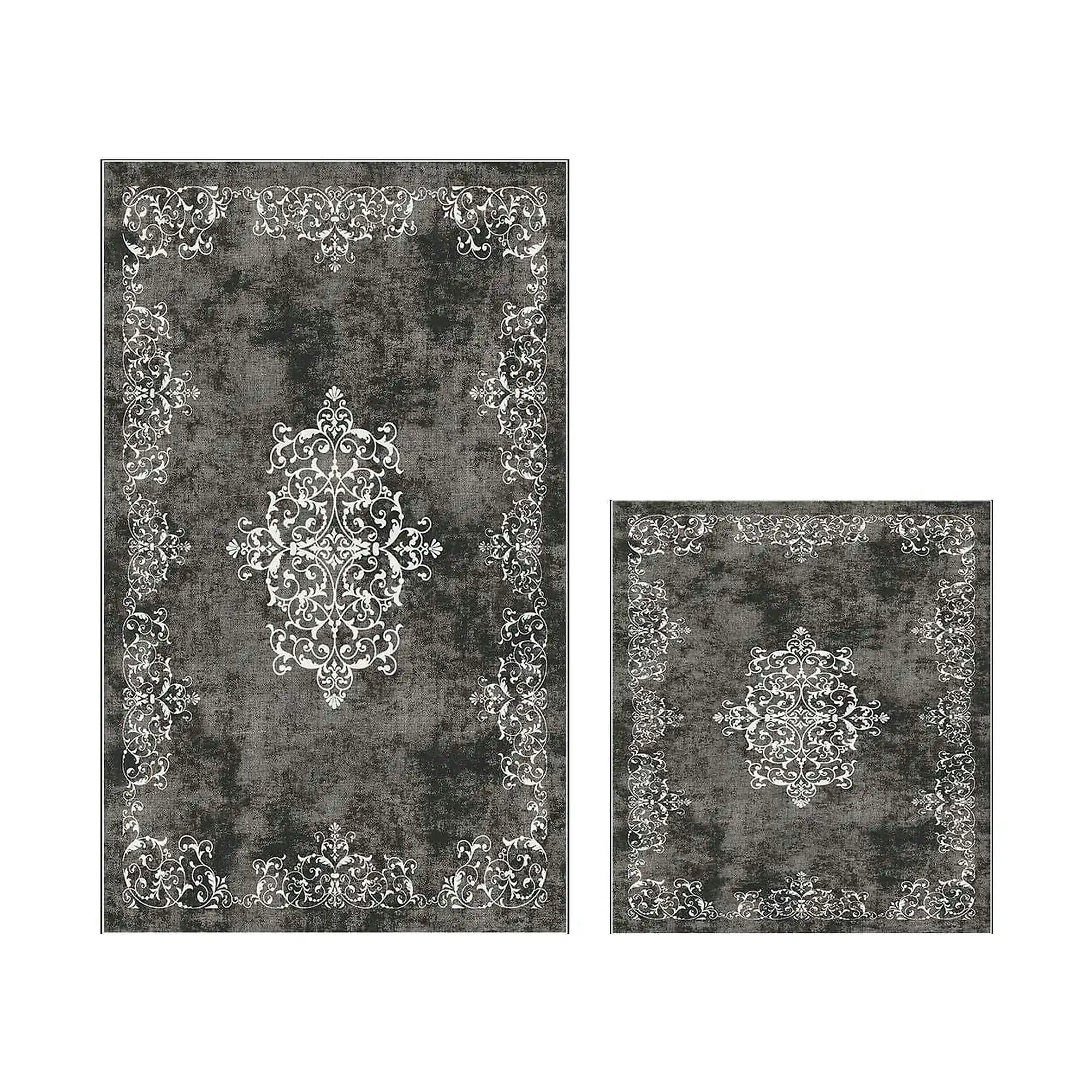 Set 2 covorase baie 510616, forma dreptunghiulara, poliester, gri