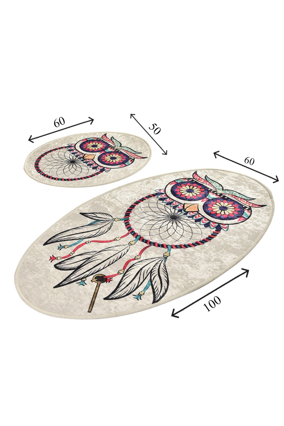 Set 2 covorase baie DREAM, forma ovala, poliester, multicolor