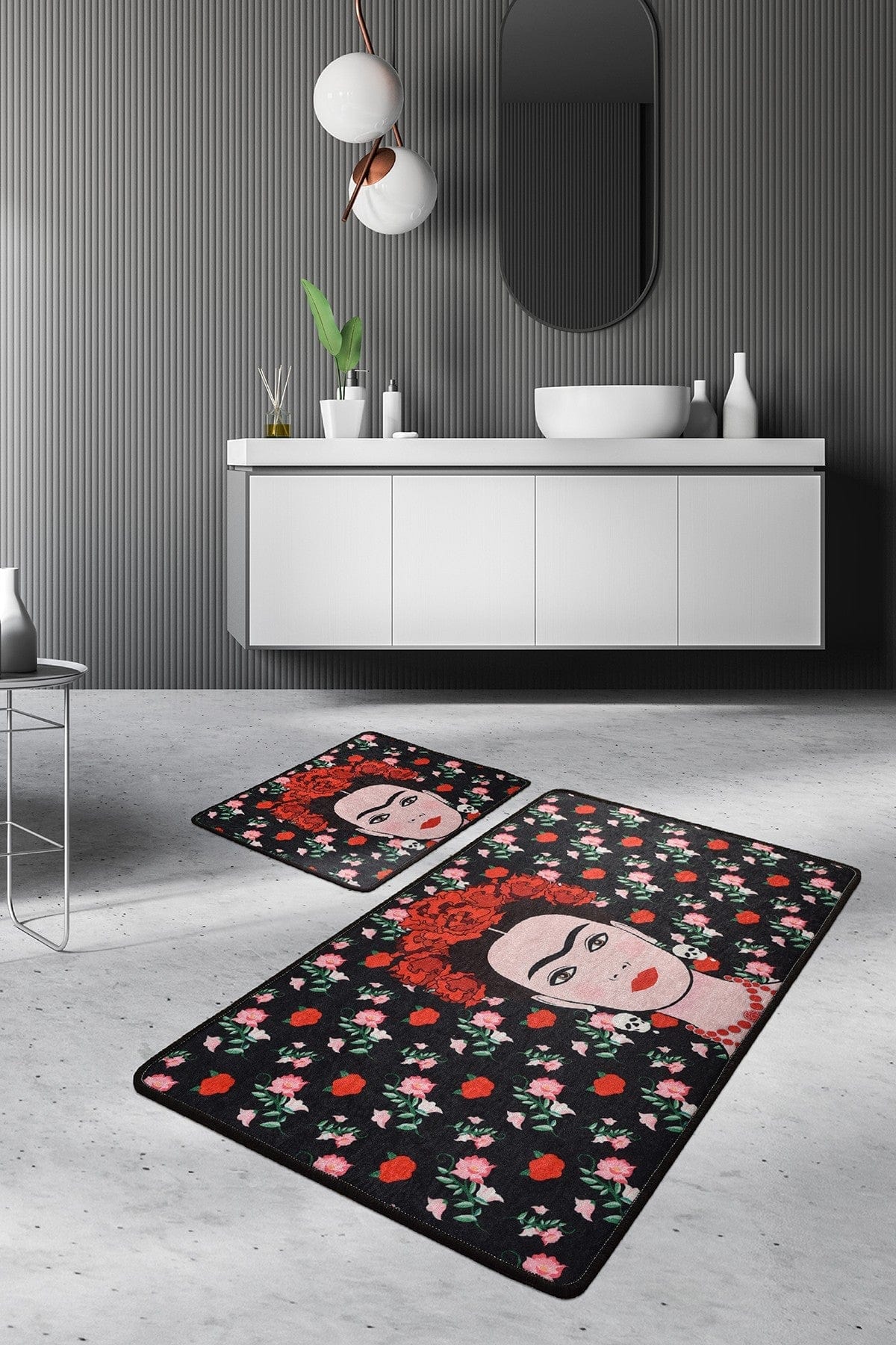 Set 2 covorase baie FRIDA, forma dreptunghiulara, poliester, multicolor