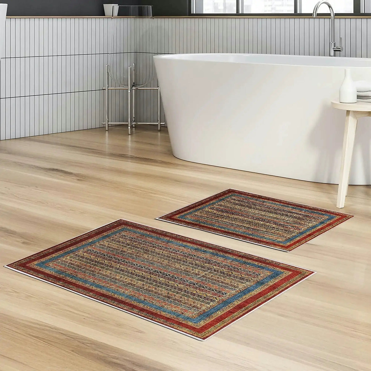 Set 2 covorase baie KT456 , forma dreptunghiulara, poliester, multicolor