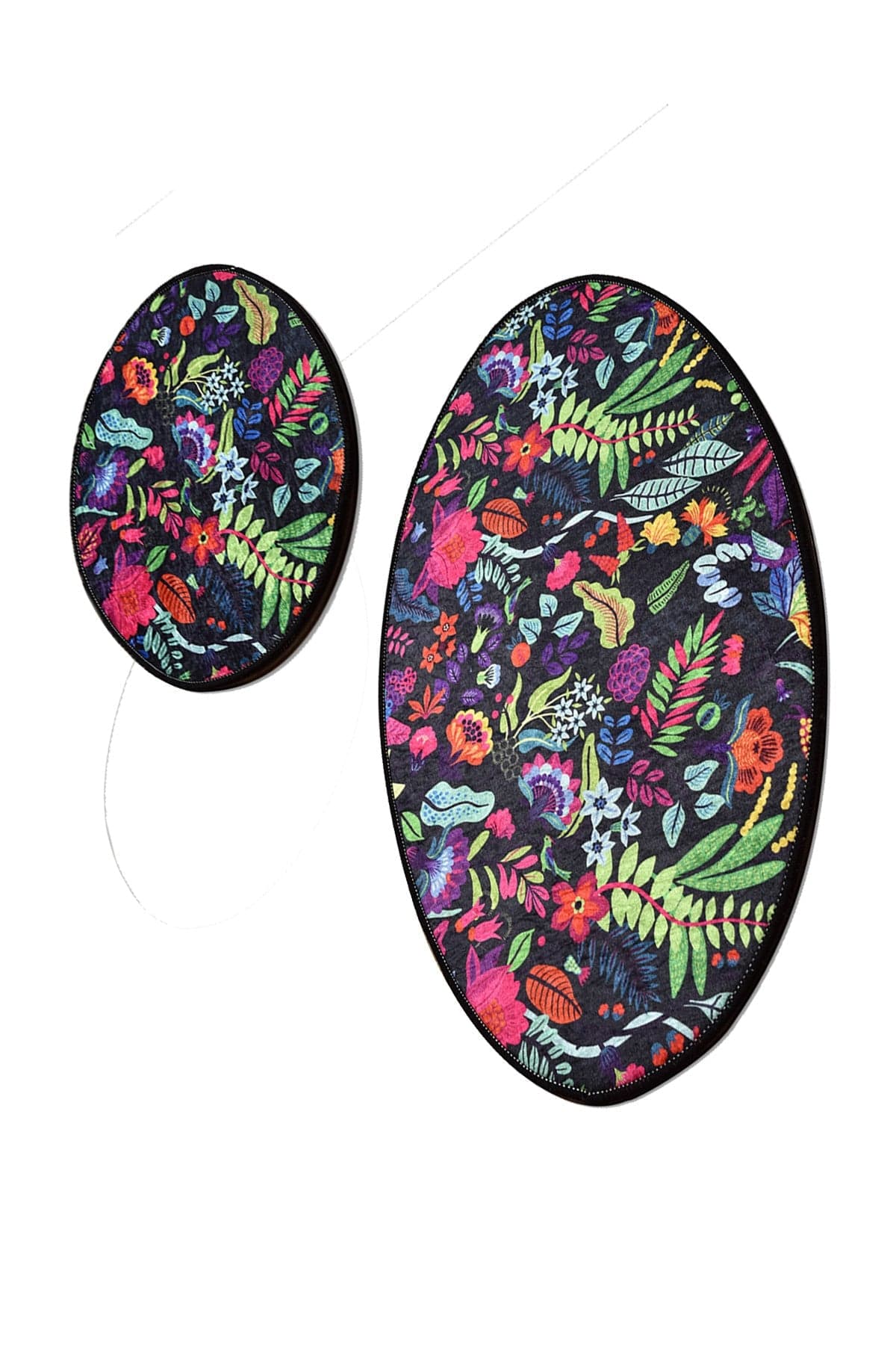 Set 2 covorase baie PICTURA, forma ovala, poliester, multicolor