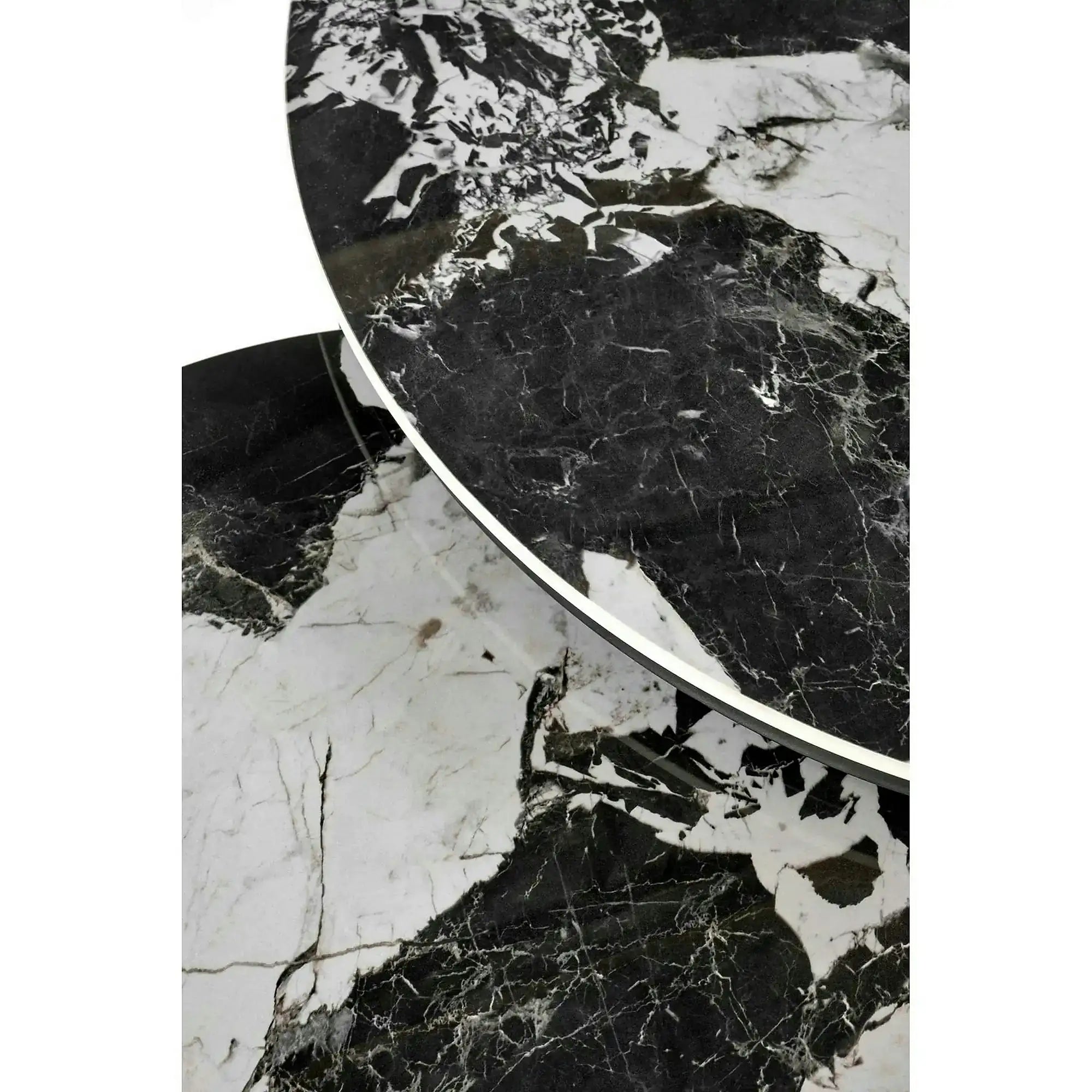 Set 2 masute ALEXANDRA, negru, ceramica/metal, 70x47/50x41 cm