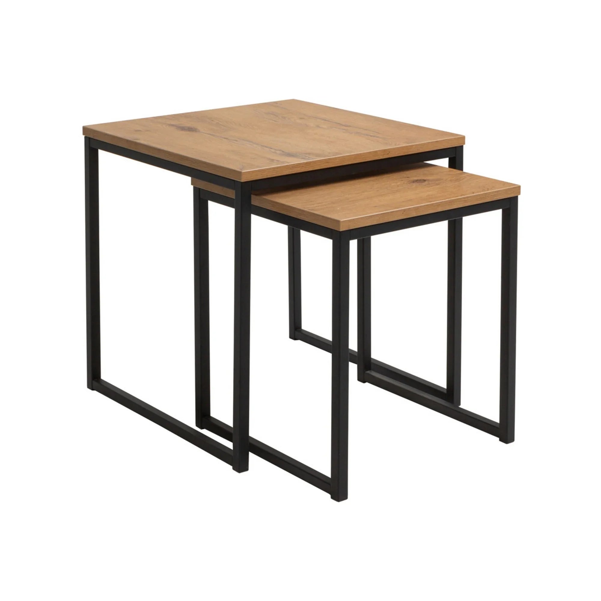 Set 2 masute AROZ, stejar lancelot/negru, PAL/metal