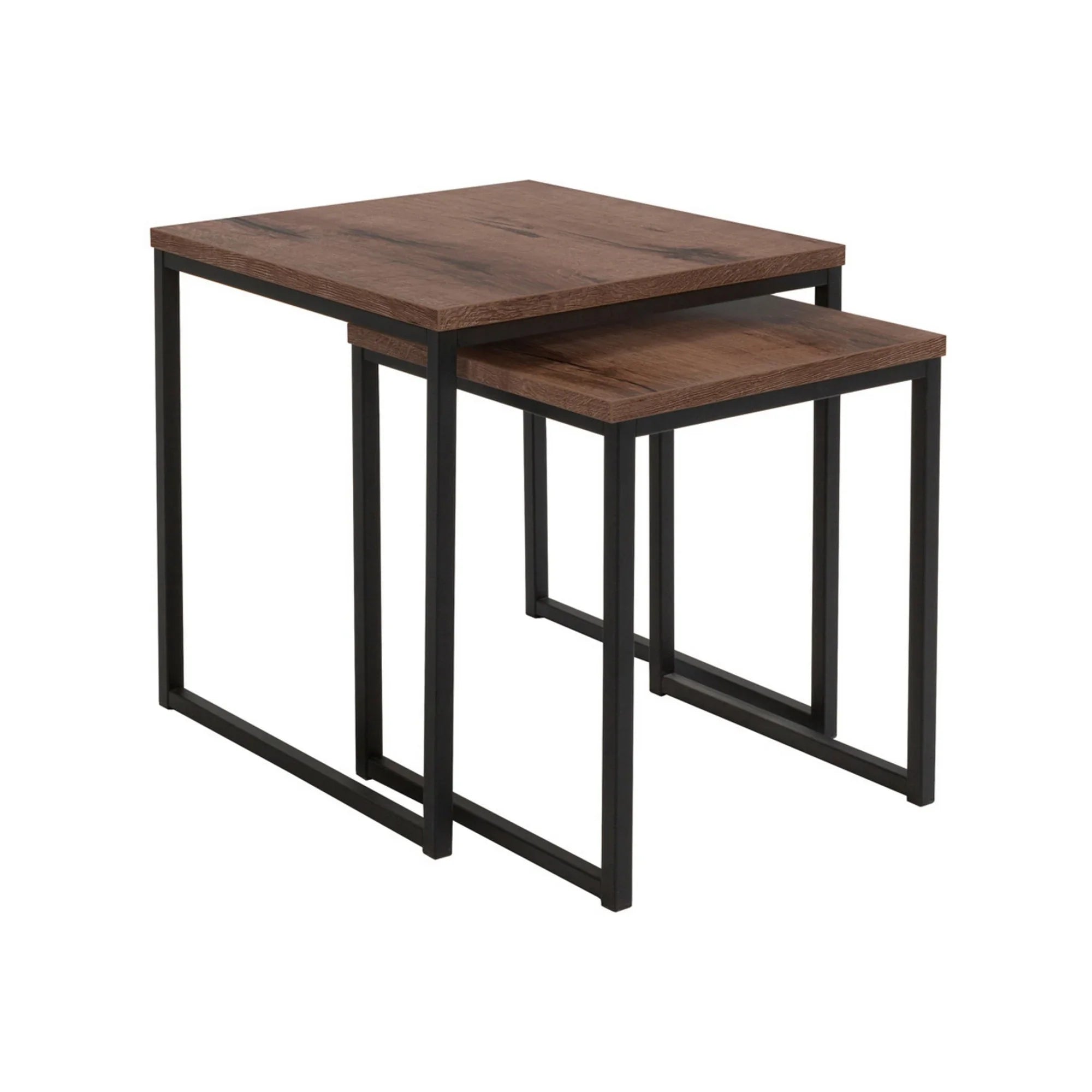 Set 2 masute AROZ, stejar/negru, PAL/metal