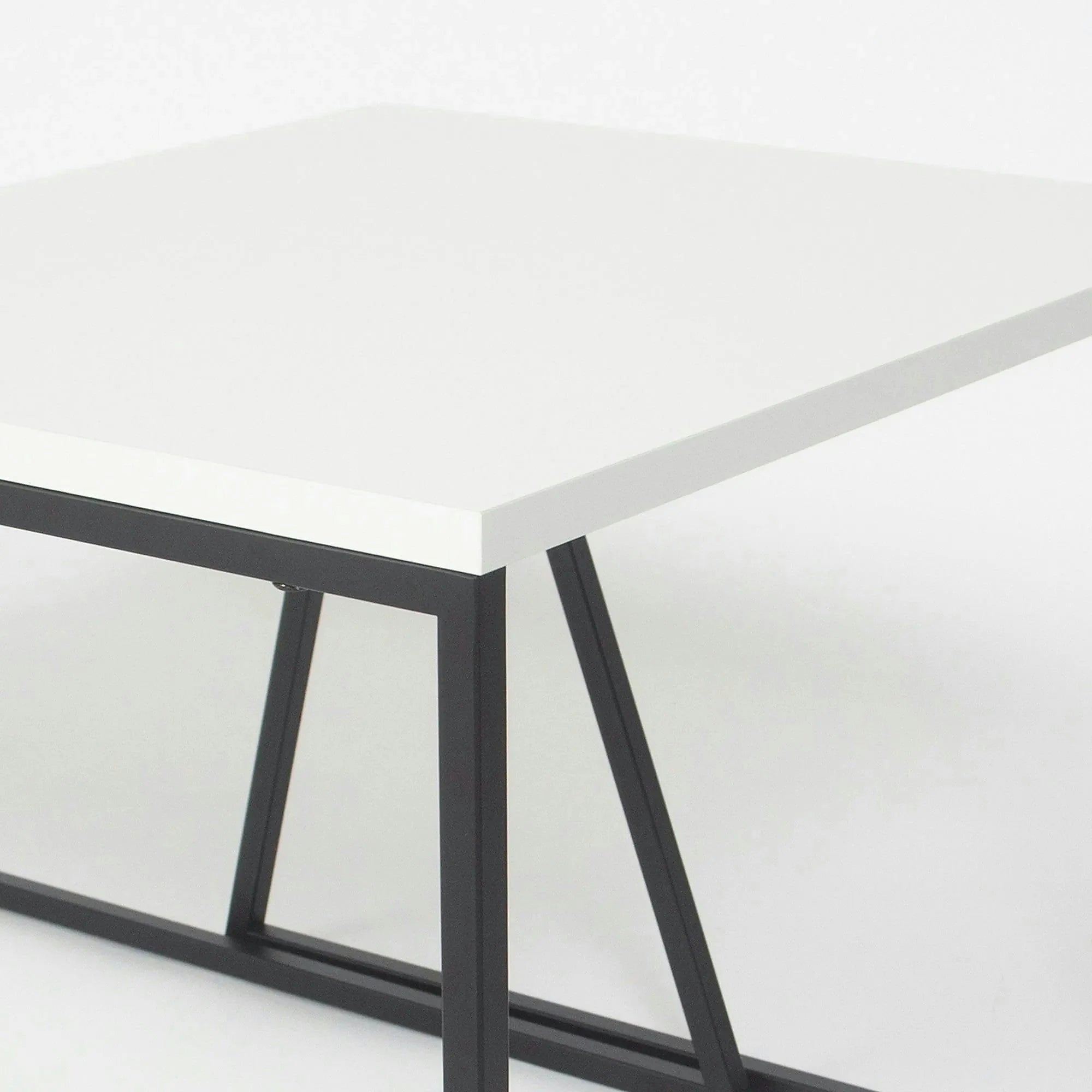Set 2 masute cafea 855DTE2915, alb/negru, PAL melaminat/metal