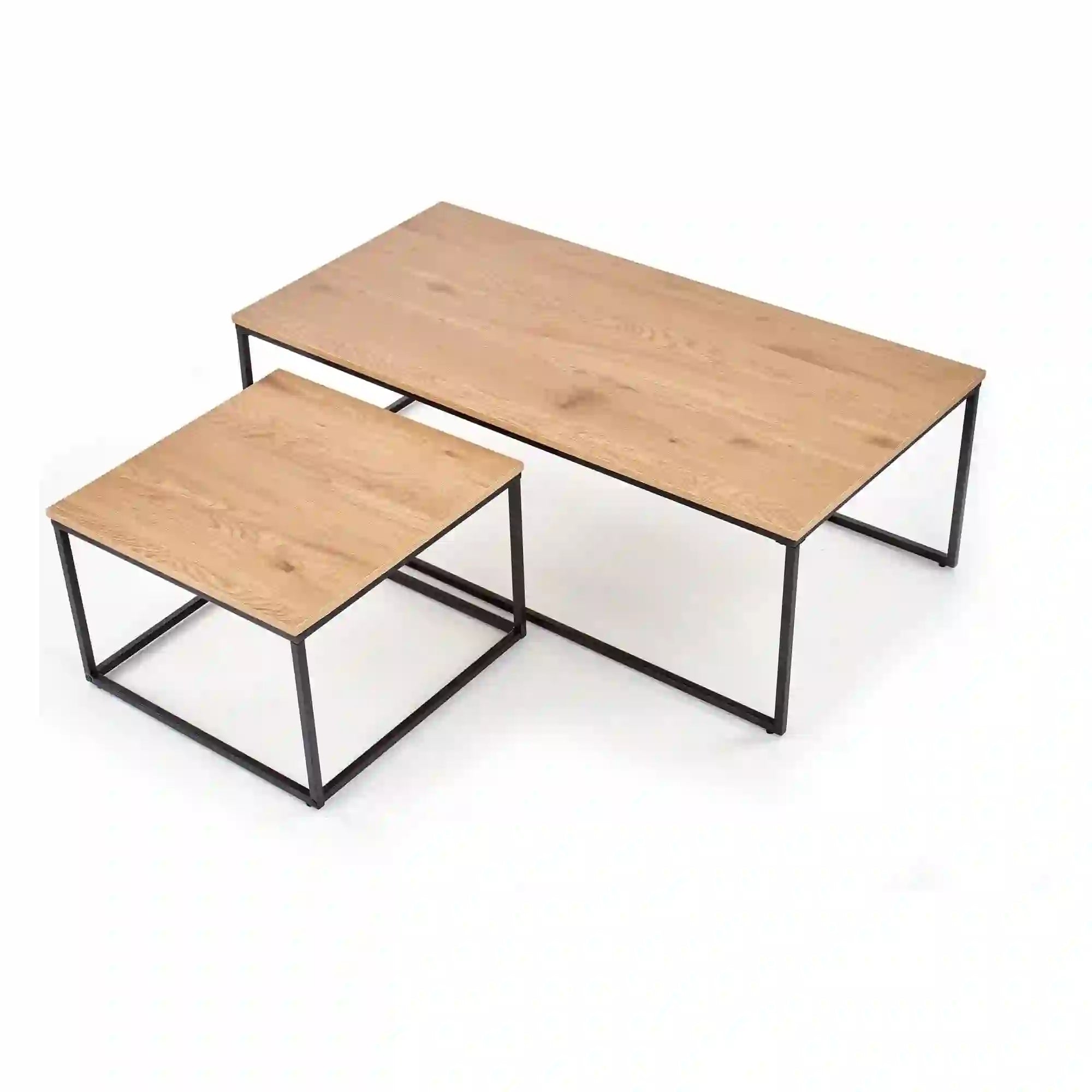 Set 2 masute cafea ALASKA, stejar auriu/negru