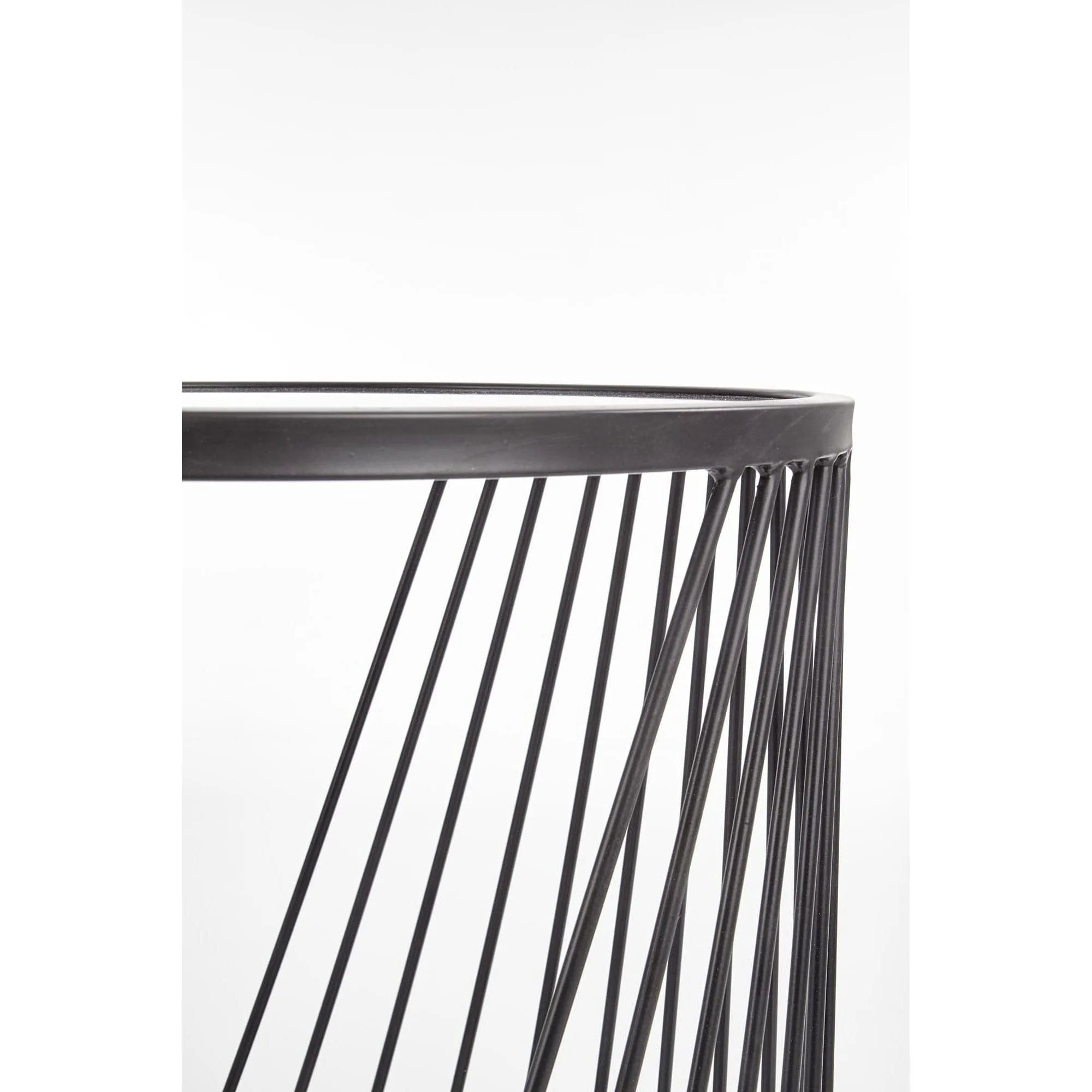 Set 2 masute cafea ANTILLA, transparent/negru, sticla/otel