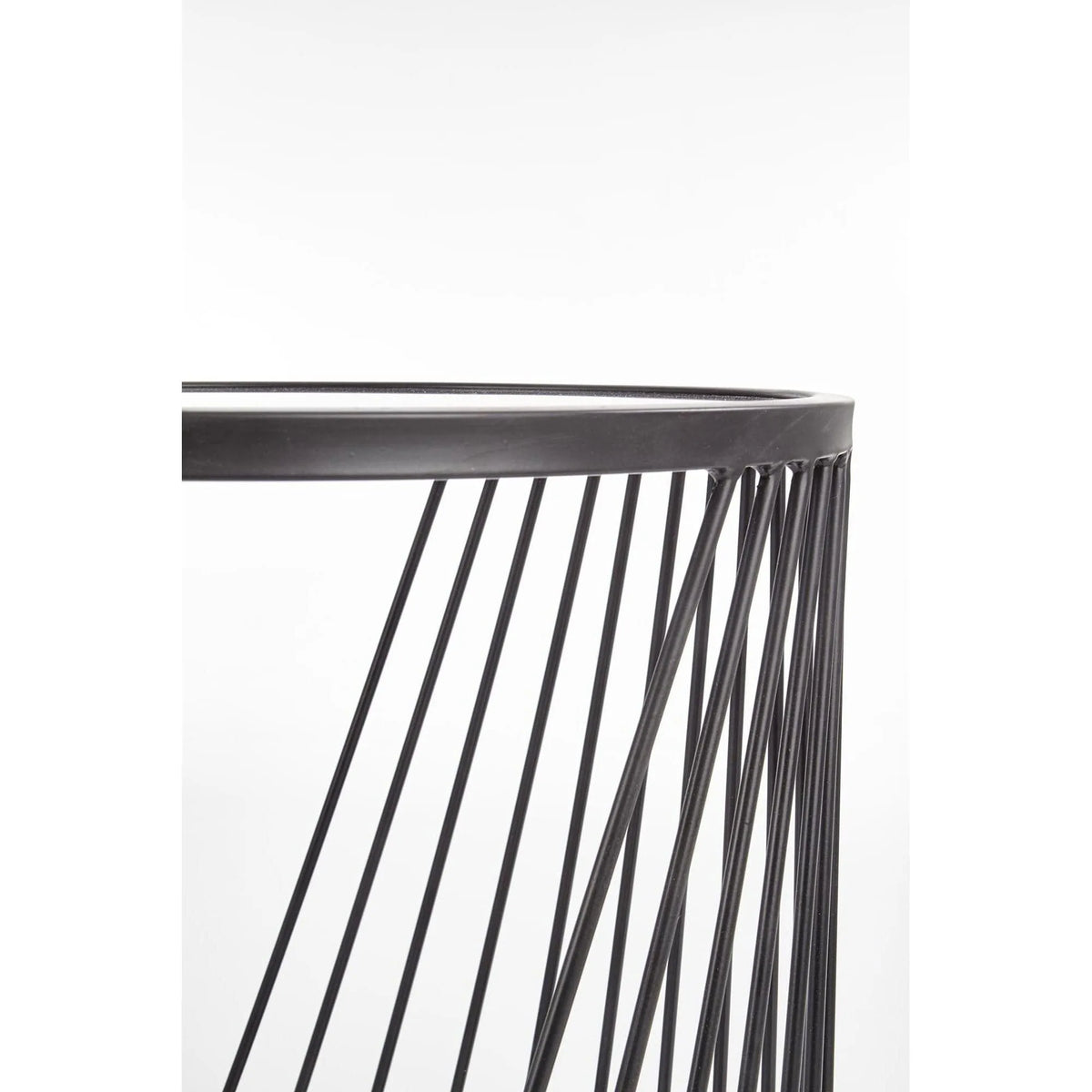 Set 2 masute cafea ANTILLA, transparent/negru, sticla/otel