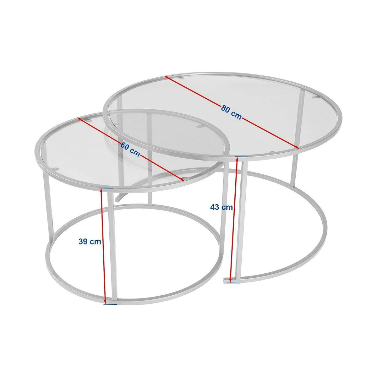 Set 2 masute cafea AURUM, transparent/auriu, sticla/metal