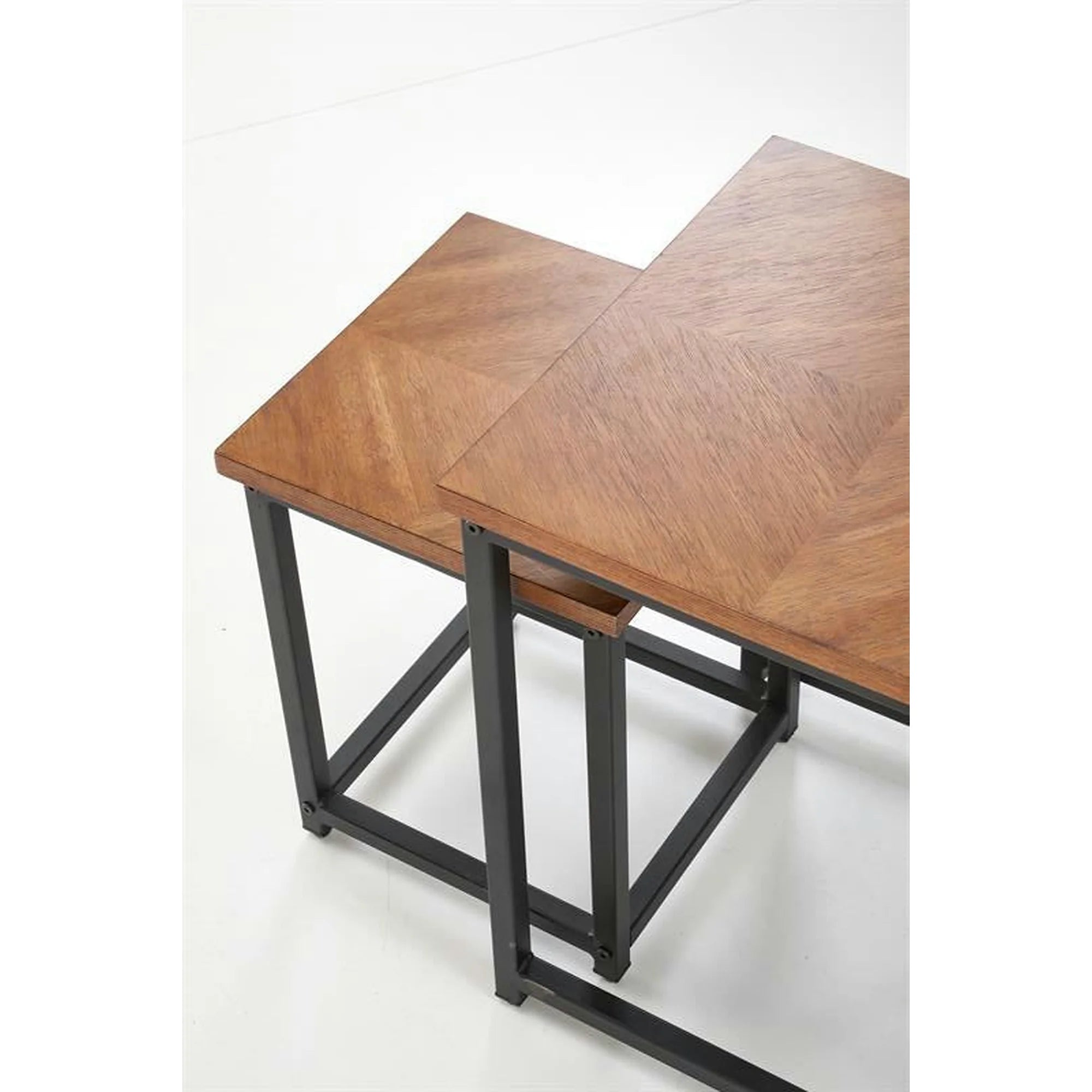 Set 2 masute cafea ELZA, nuc/negru