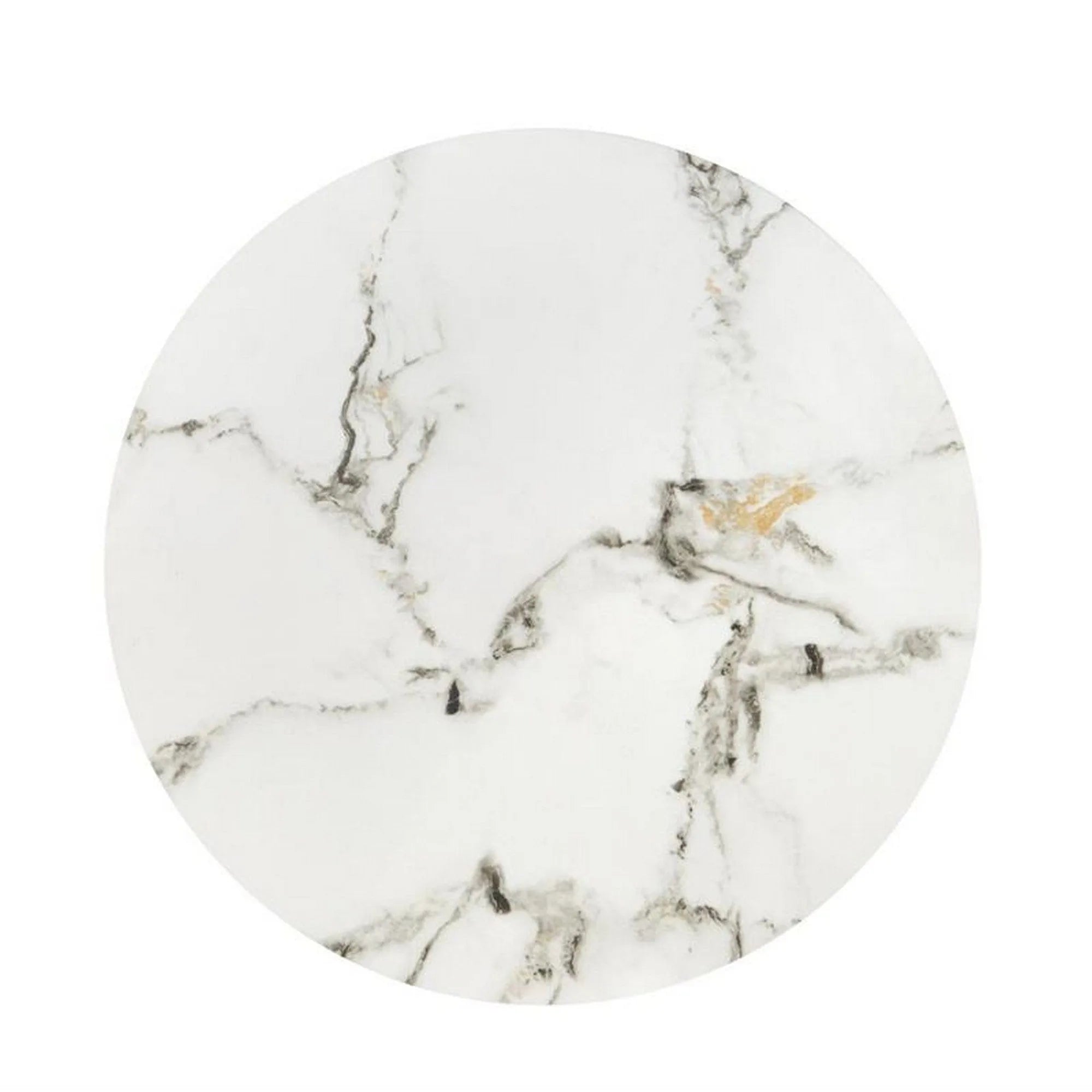 Set 2 masute cafea FATIMA, alb cu efect de marmura/negru, ceramica/metal