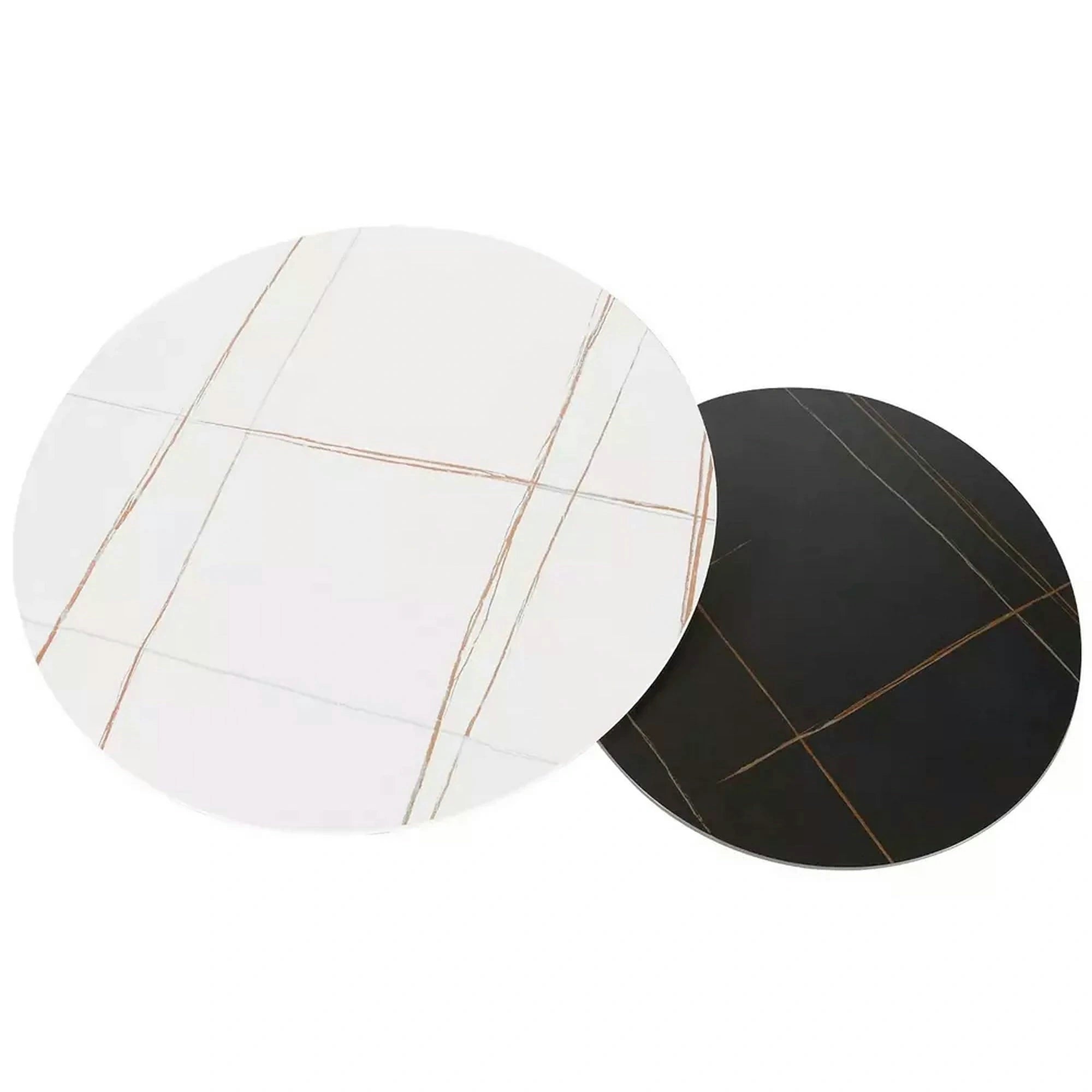 Set 2 masute cafea FERRANTE B, alb/negru, ceramica/metal