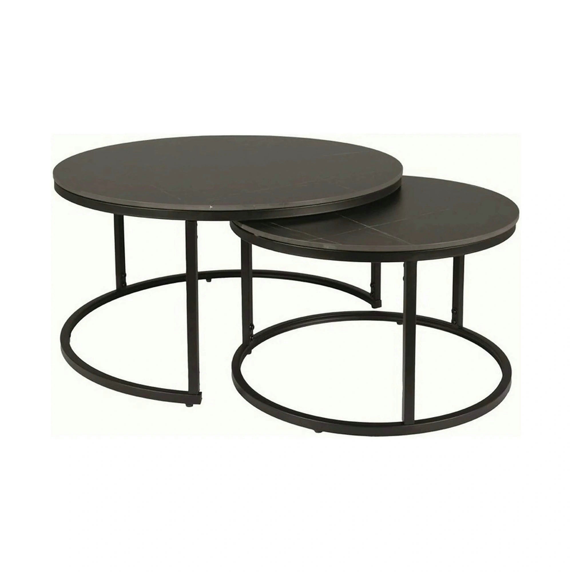 Set 2 masute cafea FERRANTE D, negru, ceramica/metal
