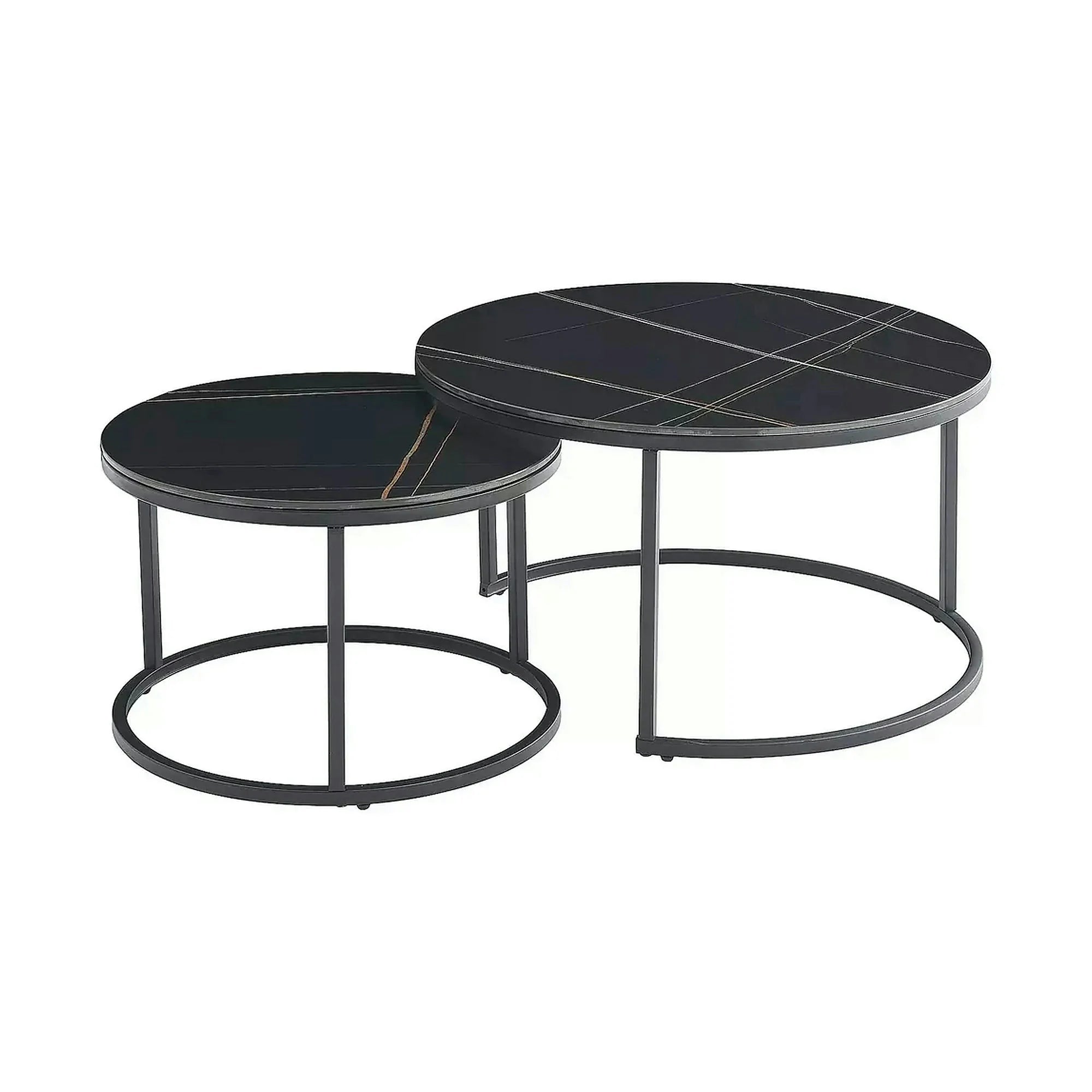 Set 2 masute cafea FERRANTE D, negru, ceramica/metal