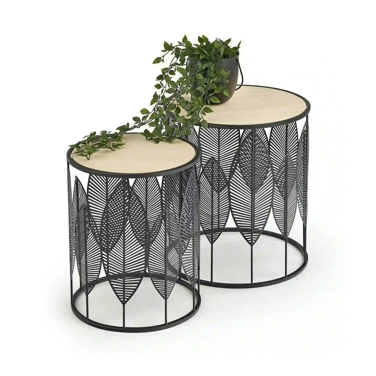 Set 2 masute cafea FOLLA, stejar/negru