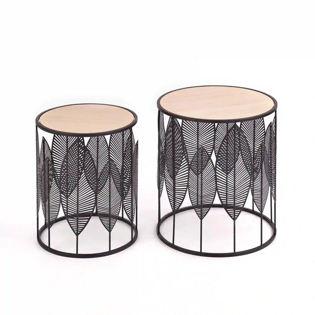 Set 2 masute cafea FOLLA, stejar/negru