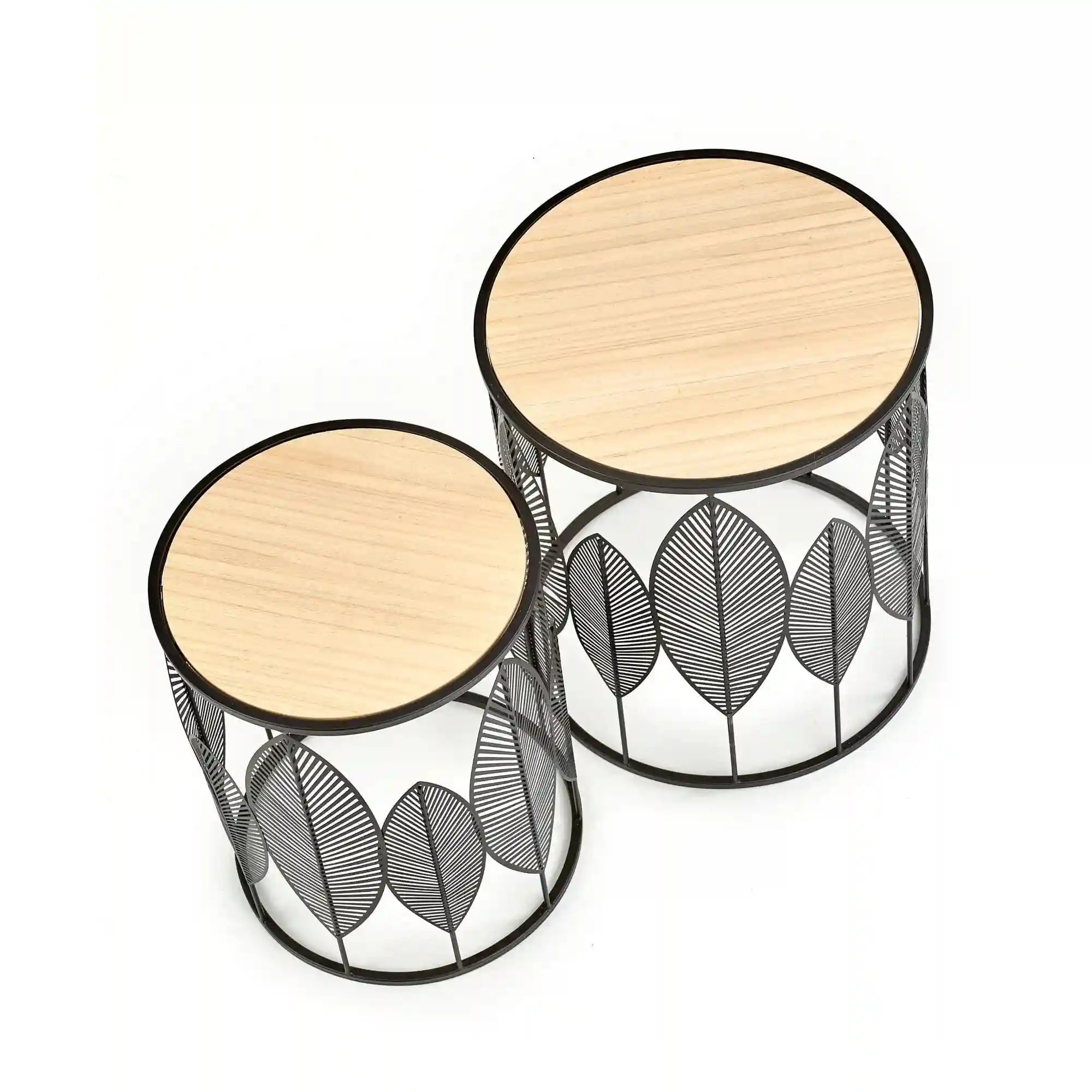 Set 2 masute cafea FOLLA, stejar/negru