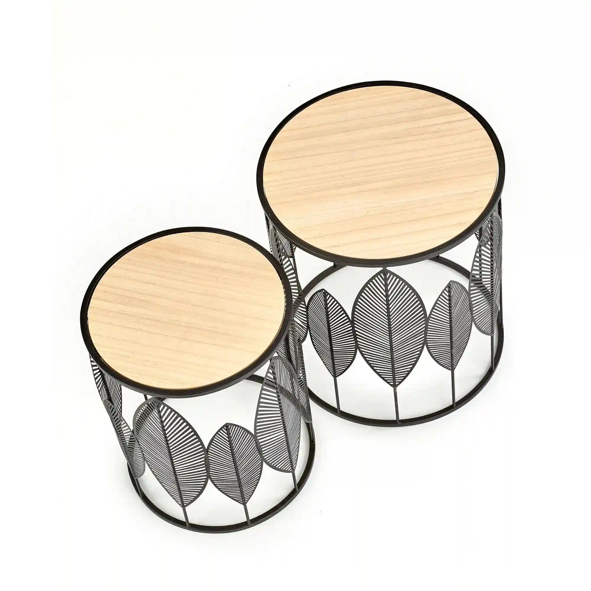 Set 2 masute cafea FOLLA, stejar/negru