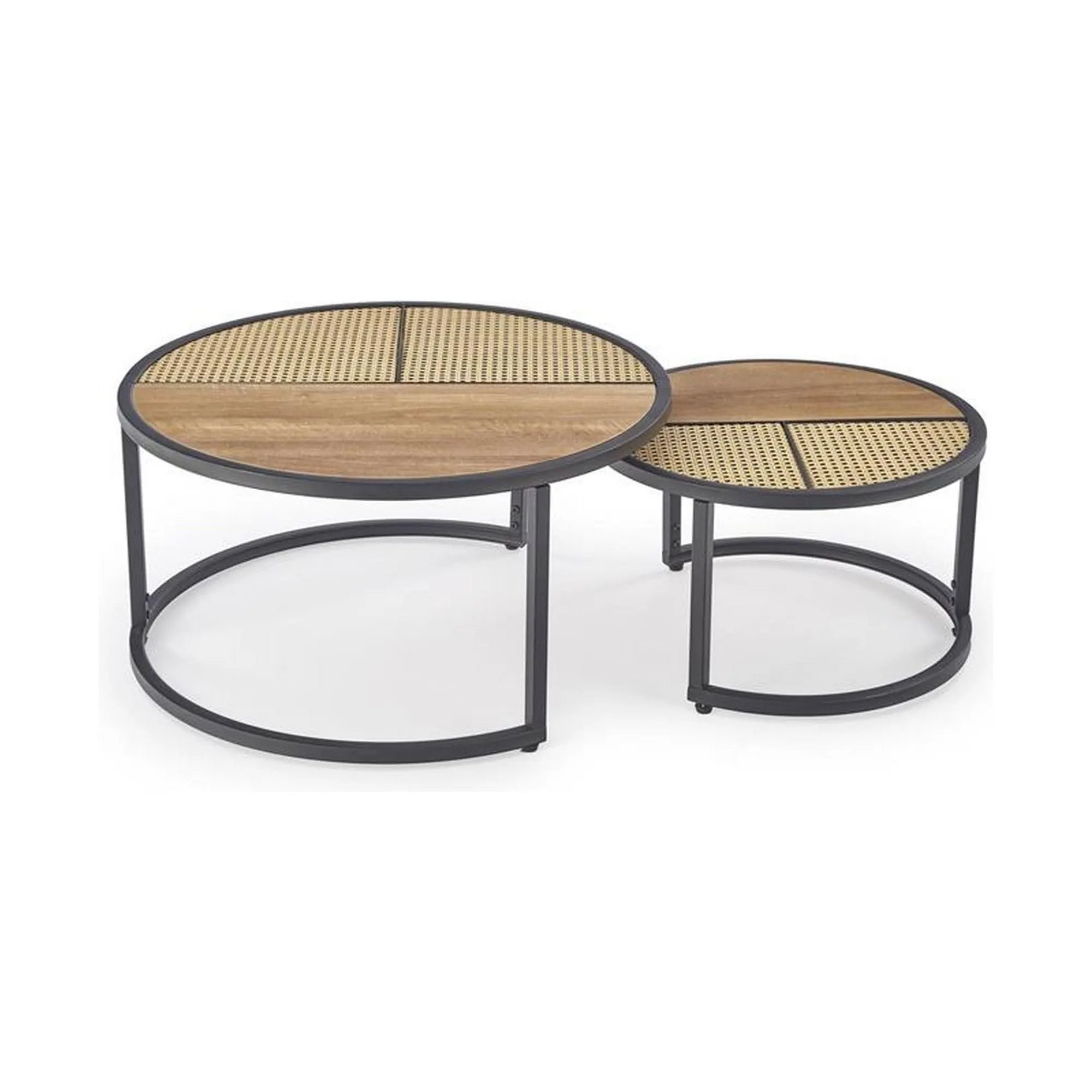 Set 2 masute cafea GARMIN, stejar auriu/negru