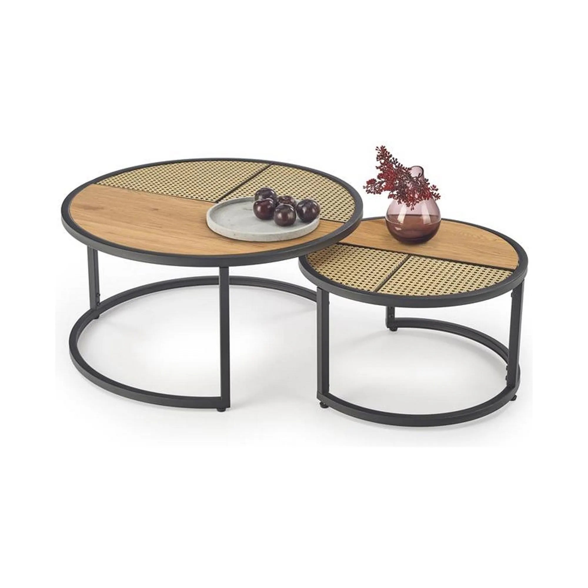 Set 2 masute cafea GARMIN, stejar auriu/negru