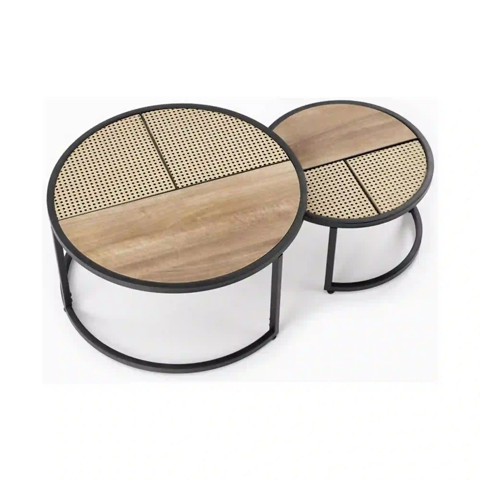 Set 2 masute cafea GARMIN, stejar auriu/negru