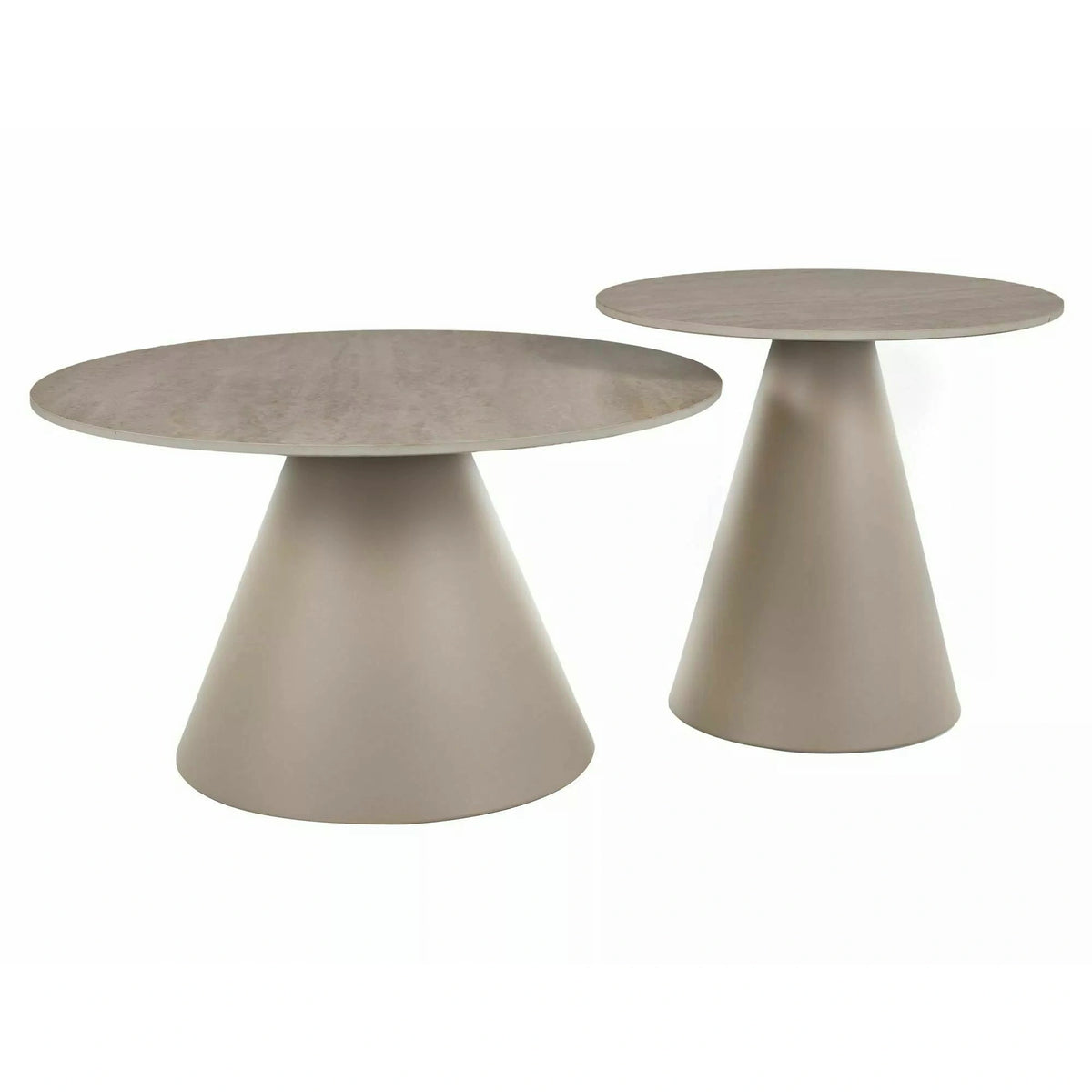 Set 2 măsuțe cafea HILL II, bej/cașmir, ceramică/metal