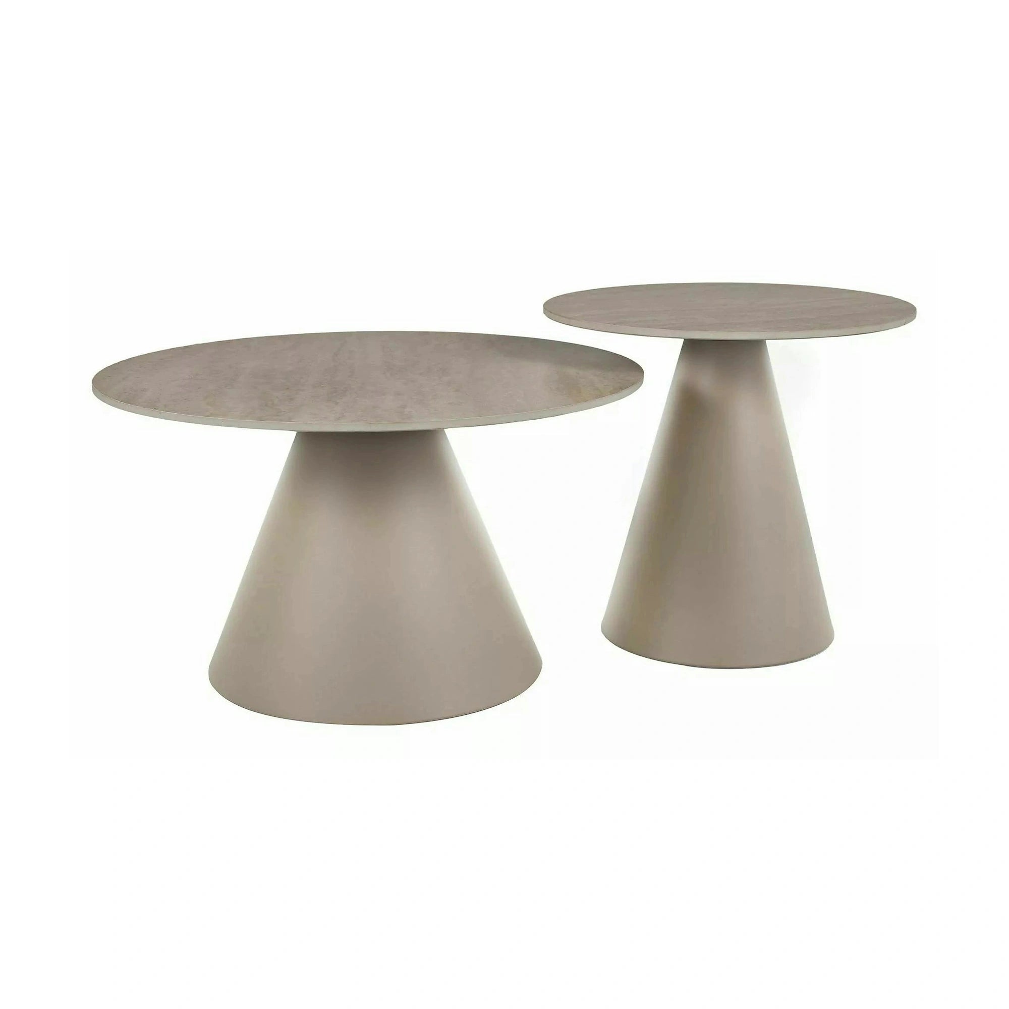 Set 2 măsuțe cafea HILL II, bej/cașmir, ceramică/metal